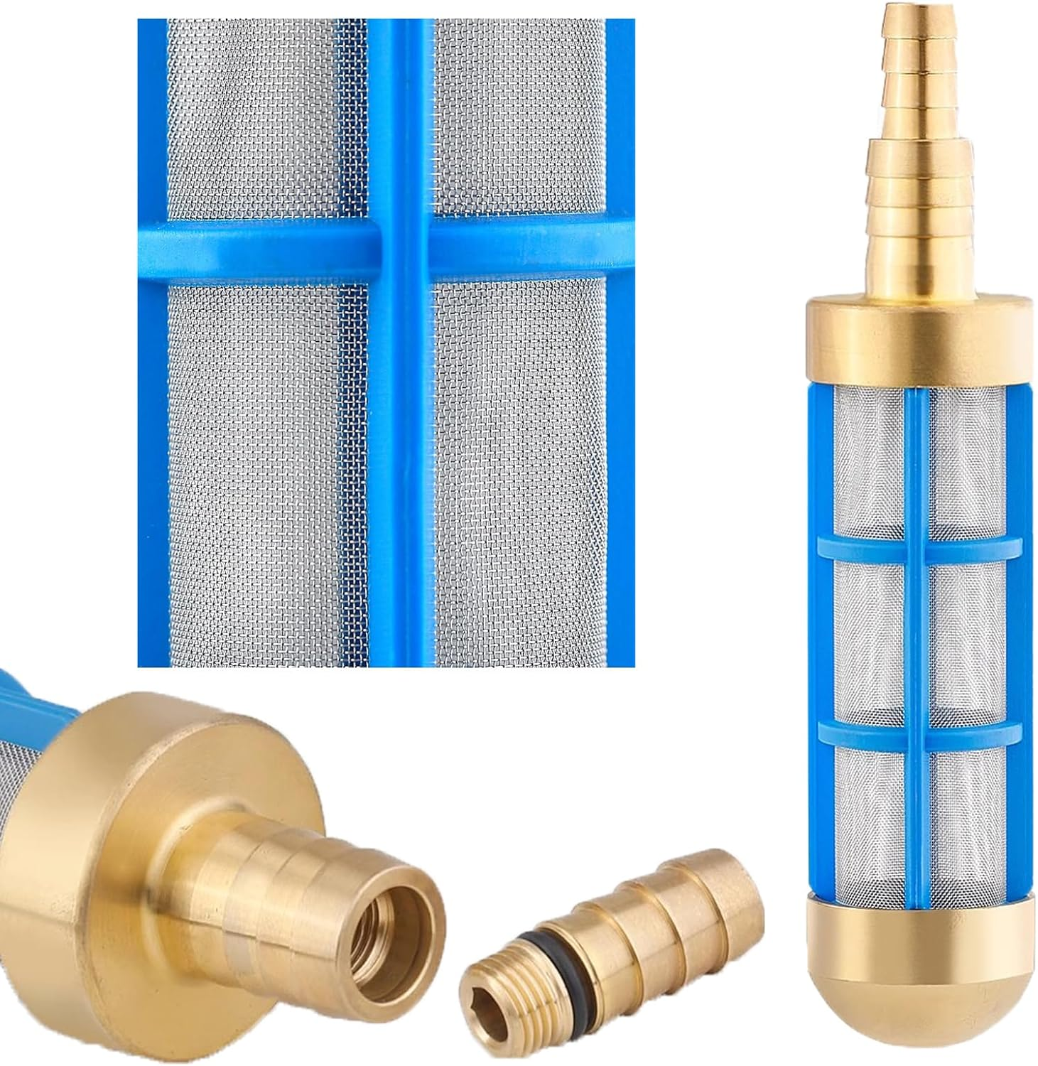 Suction Hose Filter SENRISE Brass Water Pump Strainer with 3/4" 1/2" Hose Tail Fit for Pressure Washer (Pack of 1) image number 2