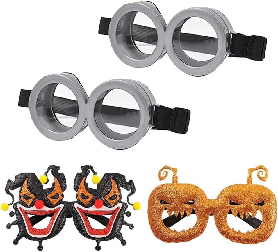 Webwell 4 Pack Halloween Goggles for All Ages，Goggles Glasses with Adjustable Strap，Cartoon Goggles Cosplay Party Supplies