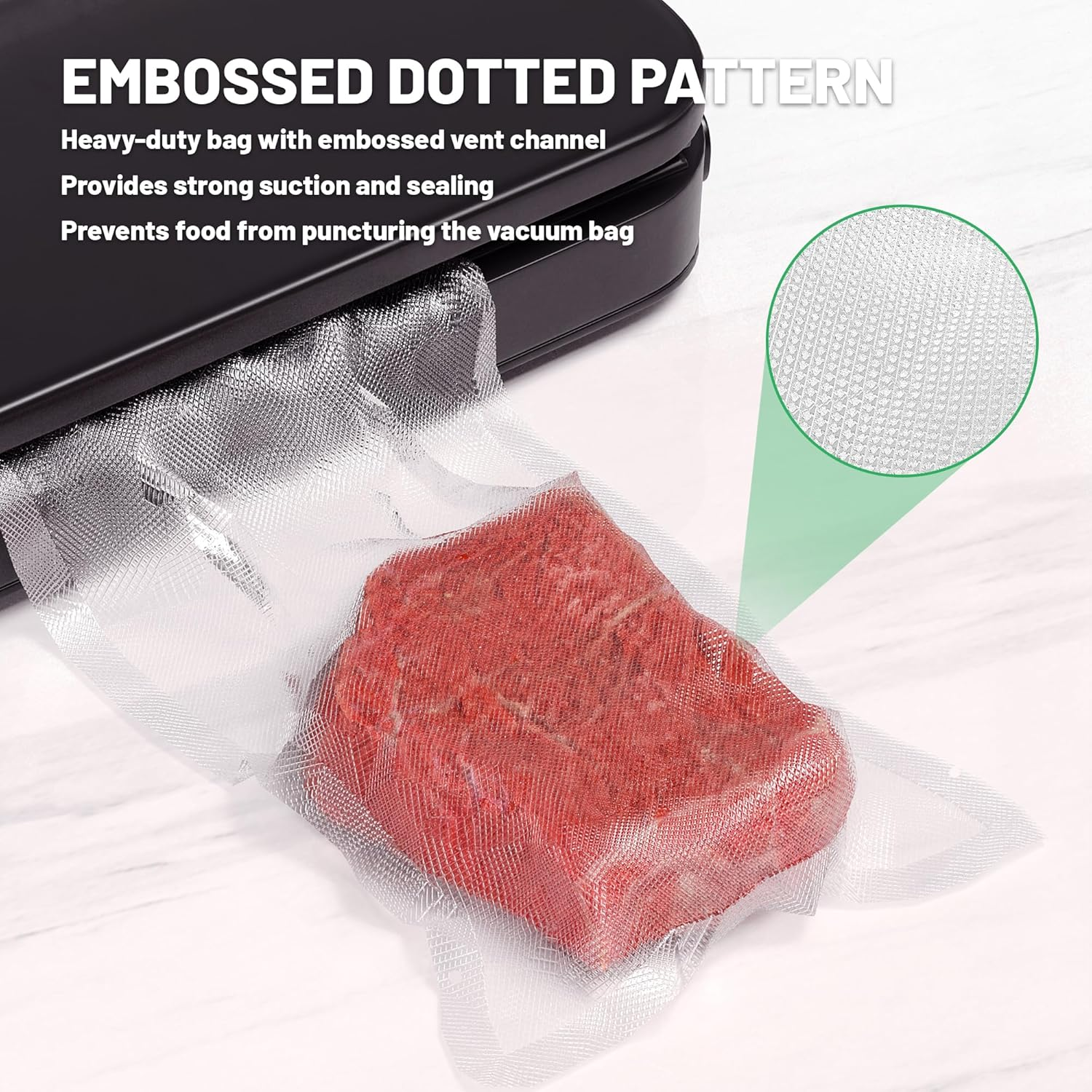 50Pcs Vacuum Sealer Bags for Food 20X30Cm Vacuum Seal Freezer Bags Pre-Cut Commercial Grade Vac Seal Meal Bags for Food Saver Storage, Meal Prep or Sous Vide image number 3