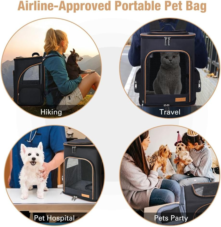 Lekereise Black Cat Backpack for Large Cats and Dogs up to 20-25 Lbs Expandable Pet Carrier Backpack Dog Backpack with Safety Leash, Xx-Large, (BP-21059)