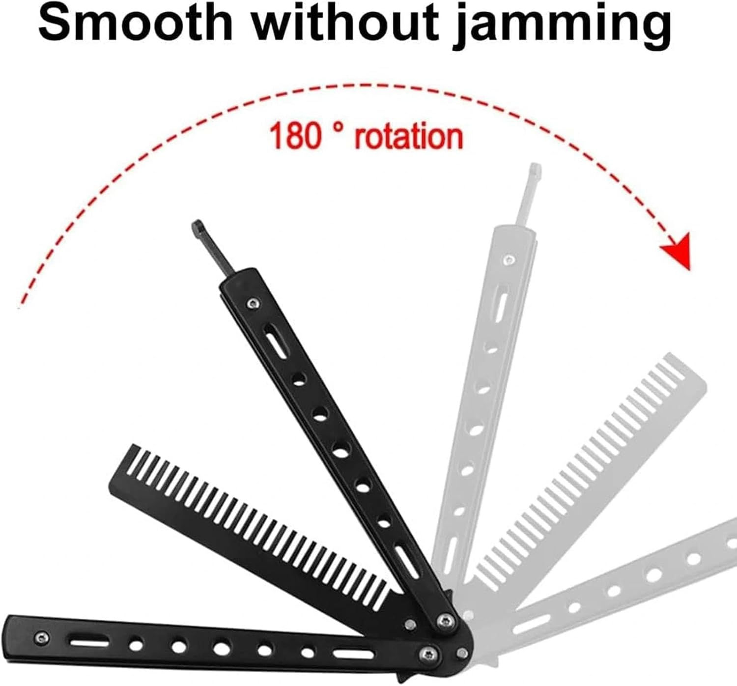 JYTDBCS Butterfly Comb, Foldable Hair Comb, Beard Comb, Practice Butterfly Comb, Flipping Trick Comb, Stainless Steel Hair Comb, Butterfly Hair Comb for Beginner, Salon Beauty Tool, for Trainer Lover image number 2