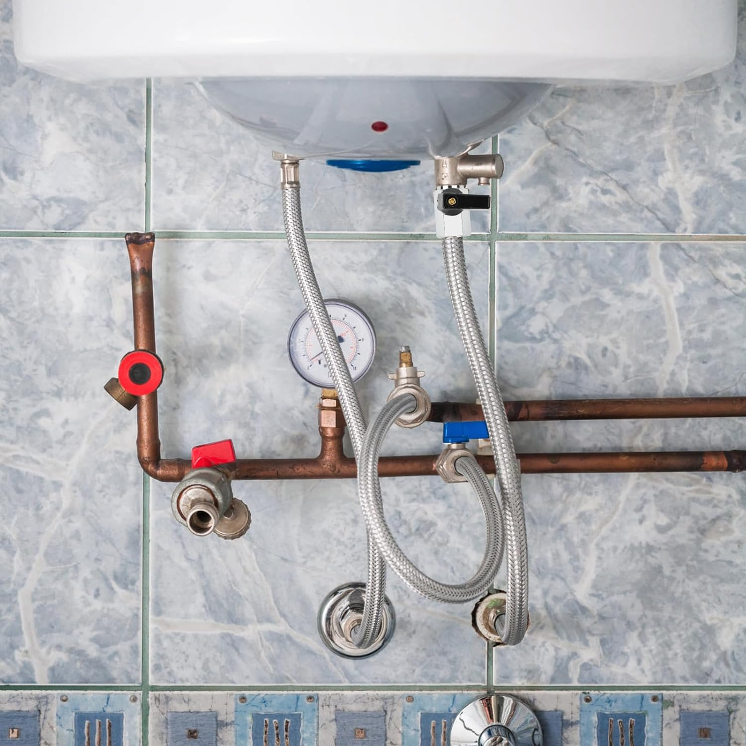 2 Pcs 3/8 NPT Brass Mini Ball Valve, NPT Female to Male Shut off Valve, Heavy Duty Nickel Plated Copper Mini Ball, for Pipe Coupler Connector, Black image number 6