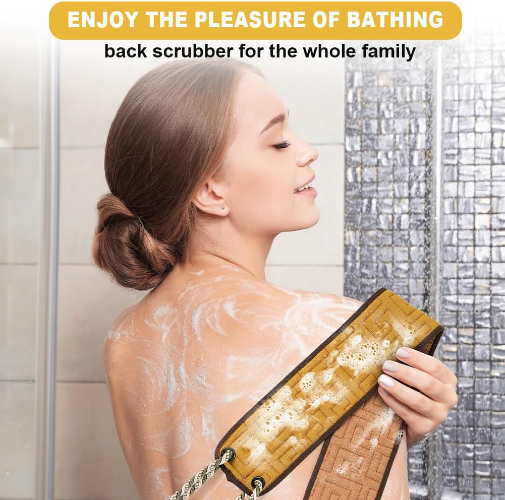 AYBUY Back Scrubber, Exfoliating Back Scrubber for Shower, Remove Dead Skin Body Scrub, Back Washing Aid for Ginger Yellow - Ginger Yellow image number 6