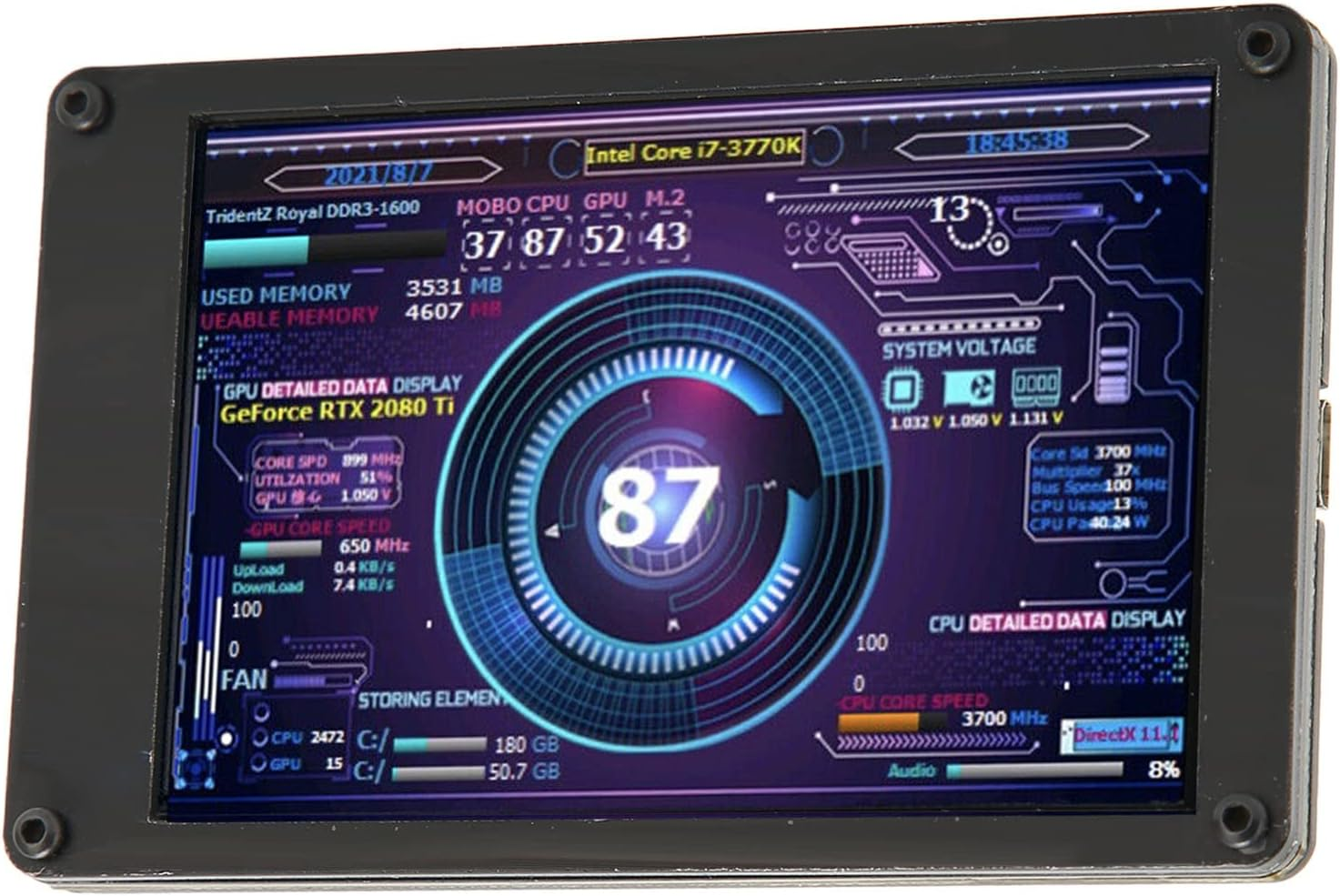 PC Temperature Display Screen, 3.5 Inch IPS Computer Case Secondary Screen CPU RAM Real Time Monitoring, Computer Temp Monitor for Raspi, for Linux, For image number 3