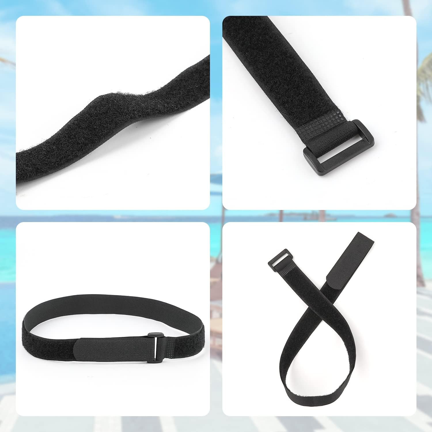 KINBOM 6 Piece Umbrella Strap Clip for Parasol Reusable Umbrella Strap Hook and Loop Strap for Adjustable Parasol Clip Nylon Parasol Accessories image number 2