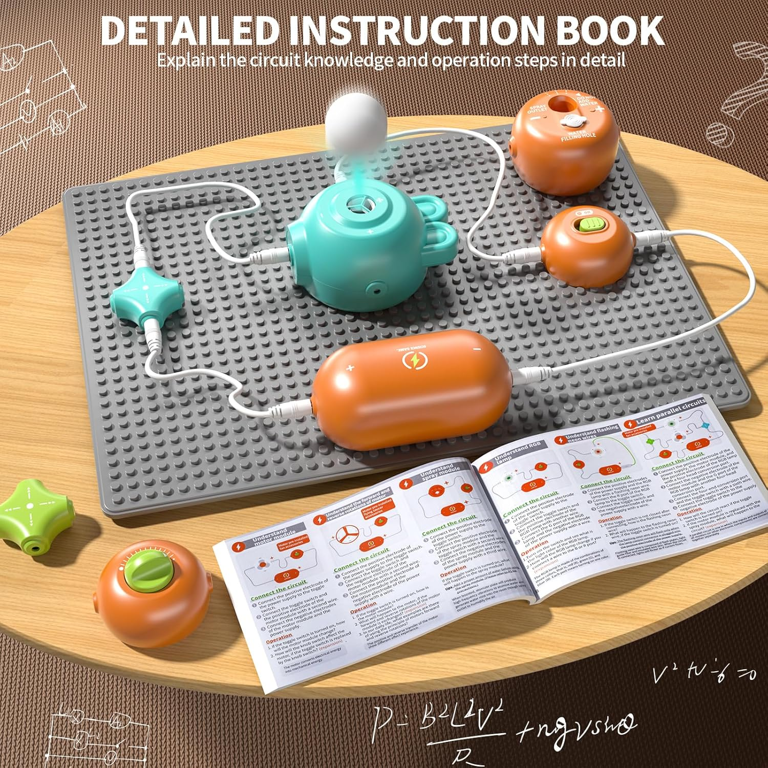 JUKUDAHU Electric Circuit Kits Toys for Kids Aged 6,7,8,9,10,11,12,13,14 - Physics Electronic Exploration Kit with 300+ Projects, Circuit Board, Science Experiment Game for Boys and Girls Aged 3-12