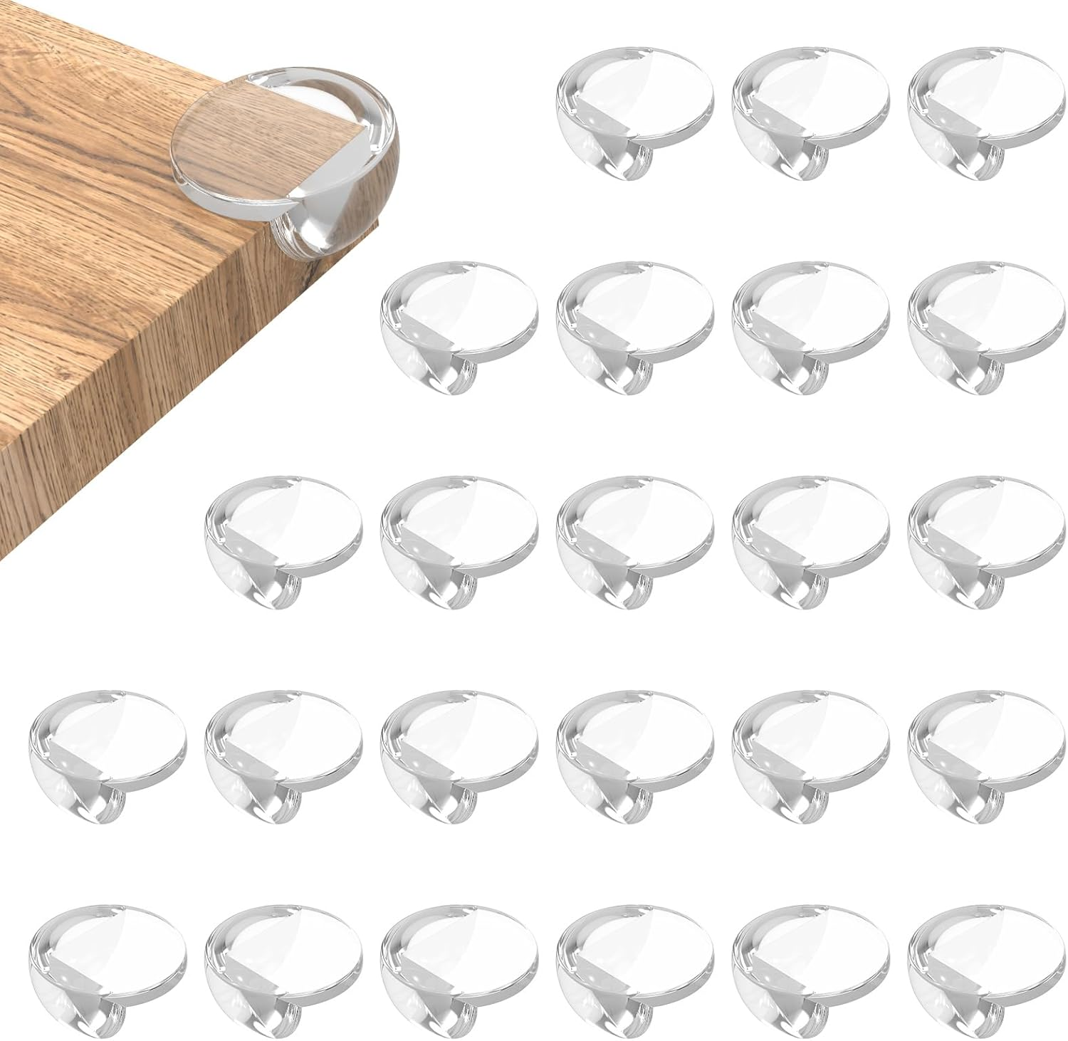24/48-Pack Baby Corner Protectors - Extra Thick Clear Edge Bumpers | Heavy Duty Furniture Guards for Toddler Safety (Transparent, Adhesive) - Living Room/Nursery Proofing (24Pcs)