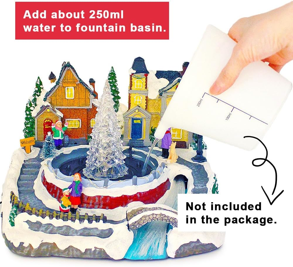 Christmas Village Snowy Fountain Milky Way River Musical Multicolor LED Light Up image number 1