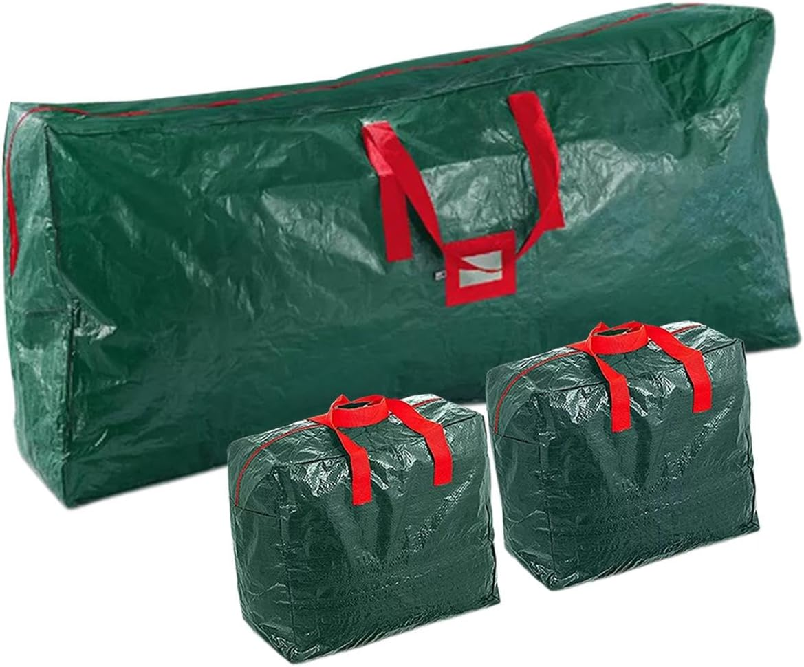 Perfk 3Pcs Christmas Tree Bag Laundry Bag Portable Artificial Xmas Tree Container Christmas Wreath Storage Bag for Holiday Clothes image number 3