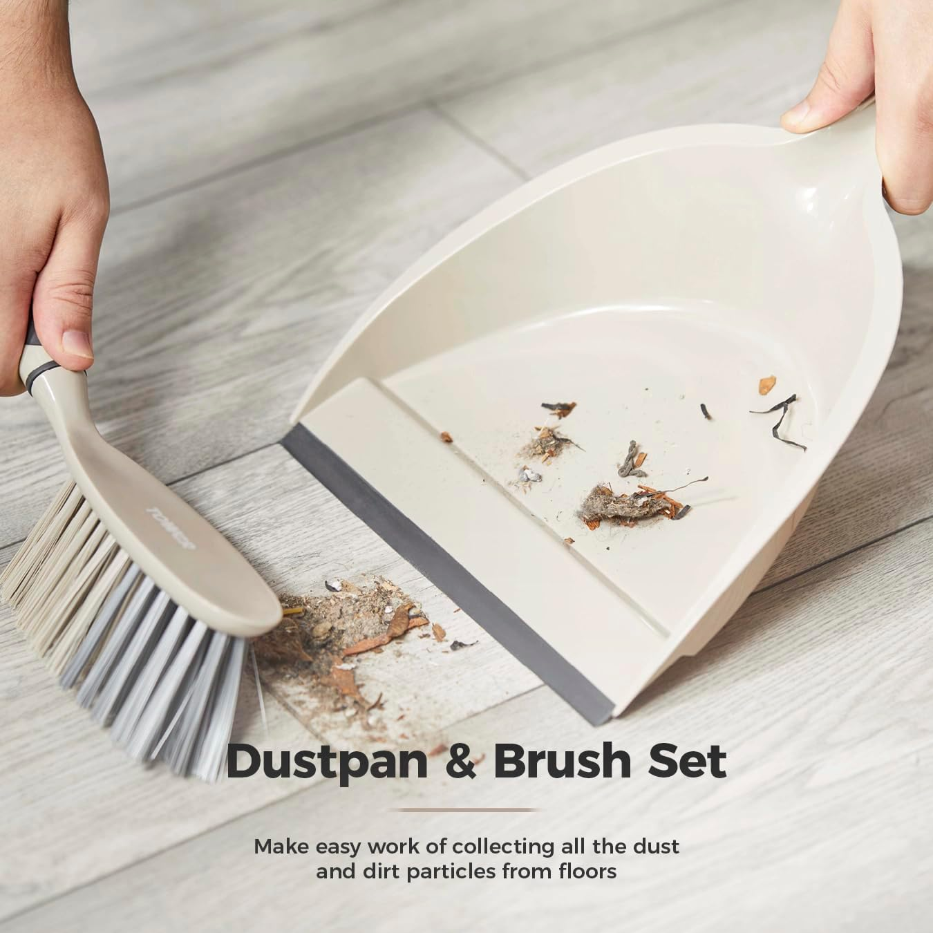 Tower T769002MSH 5-In-1 Cleaning Set with Dust Pan and Brush/Kitchen Broom/Dish Brush/Scrub Brush, Latte & Grey image number 6