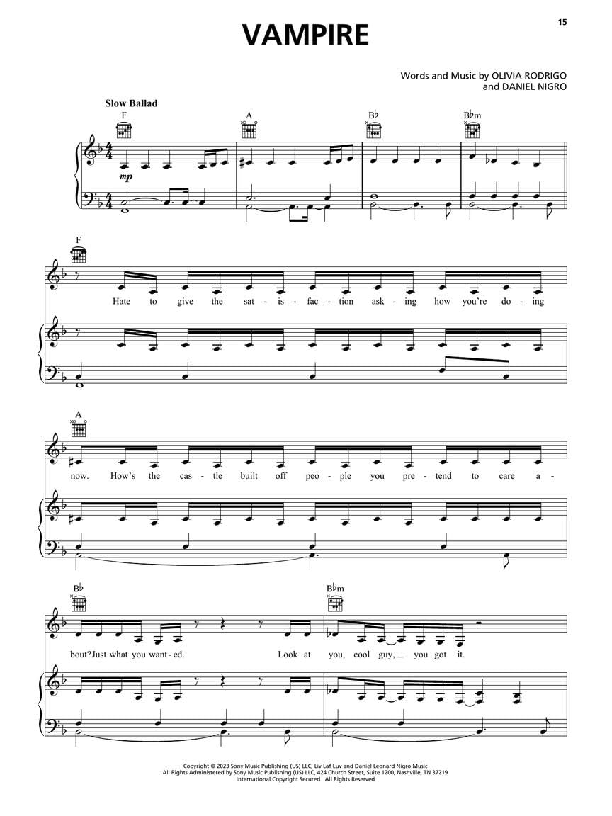 Olivia Rodrigo - Guts: Piano/Vocal/Guitar Songbook