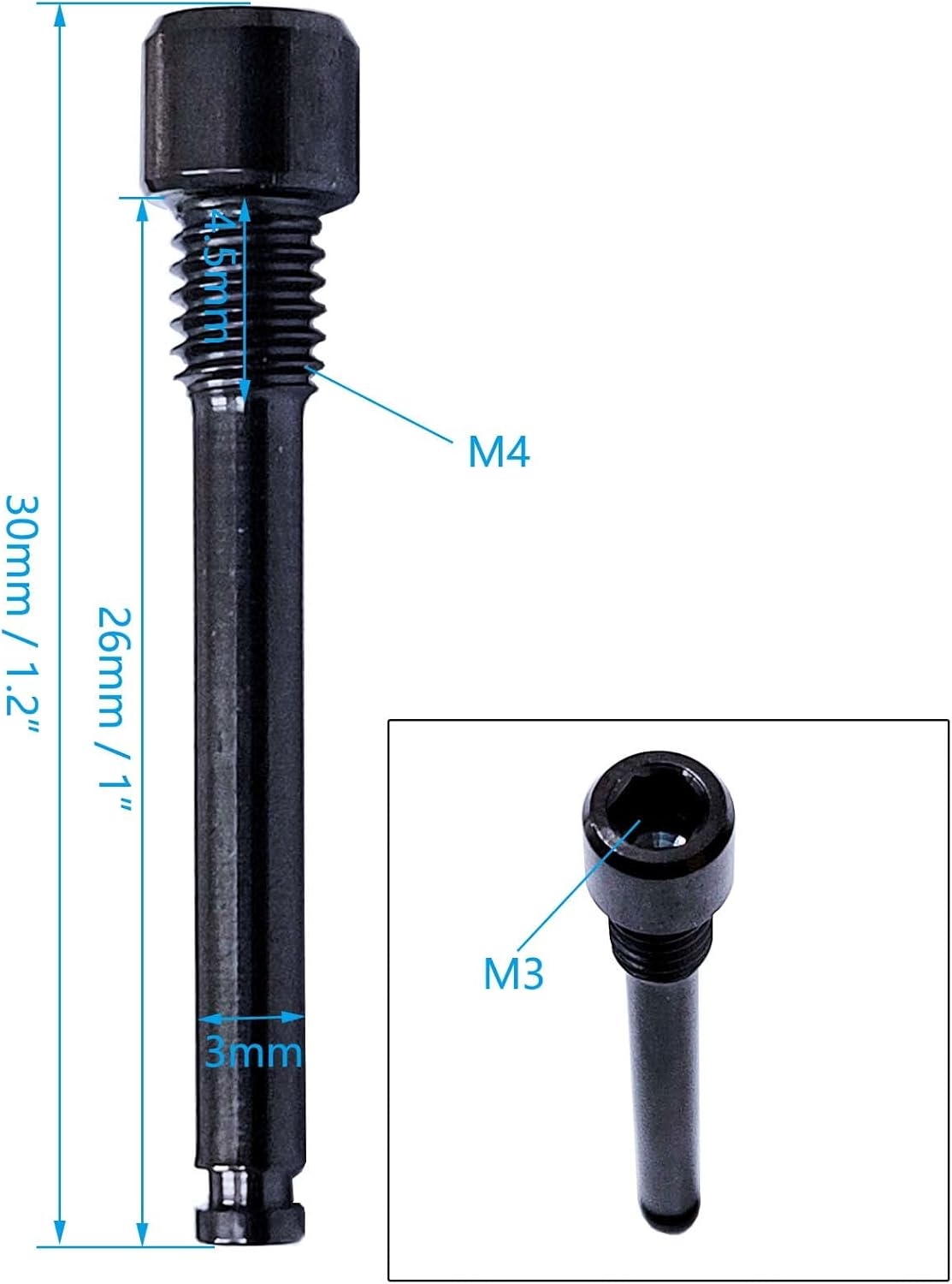 Auto-Plaza 4X M4 Titanium Bolts for Bicycle Disc Brake Pad Threaded Pin Inserts Screw Disc Brake Pad Pin Axle for Threaded Hydraulic Disk Caliper image number 2