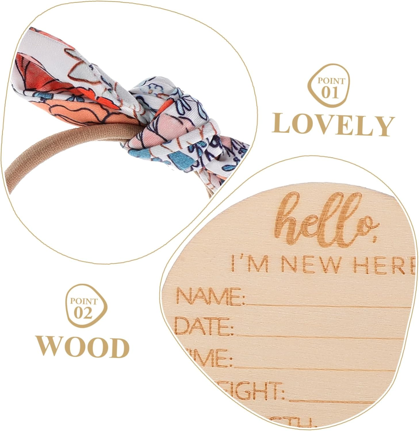 1 Set Hat and Headband Newborn Receiving Wrap Birth Announcement Sign Soft and Comfortable Blanket For image number 1