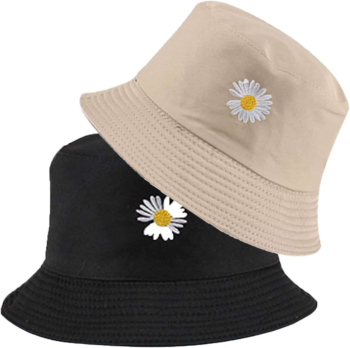 CENZICOM Unisex Bucket Hat,Double-Side-Wear,Embroidery Hat Summer Travel Beach Sun Visor Outdoor Packable Cap