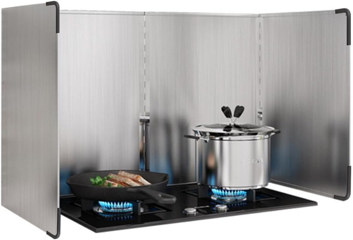 4 Sided anti Splatter Shield Guard, Foldable Grease Splash Guard, Stainless Steel Splatter Screens for Kitchen Gas Stove Frying Fine Mesh Oil Heat Insulation, 80 * 45 * 50Cm Extra Large image number 5