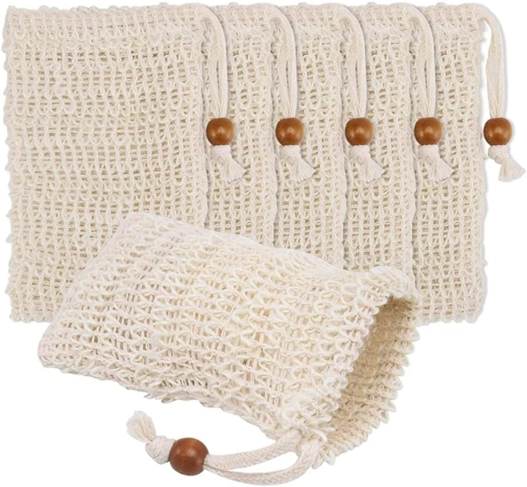 40 Pack Soap Exfoliating Bags,Soap Saver Made Sisal Mesh Soap Bag Bar Soap Bag with Drawstring for Bath & Shower Use