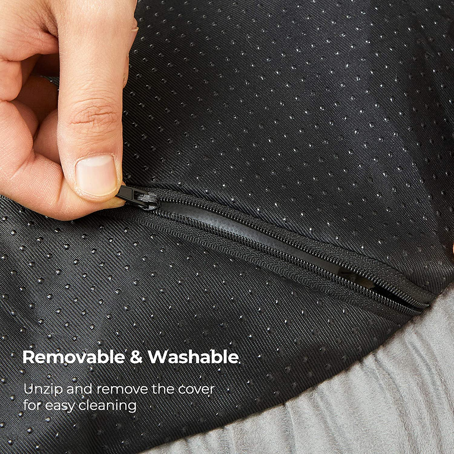 Feandrea Dog Bed, Donut Cat Bed, Washable Pet Sofa, Anti-Slip, Round, 50 Cm Dia., Light Gray PGW050G01