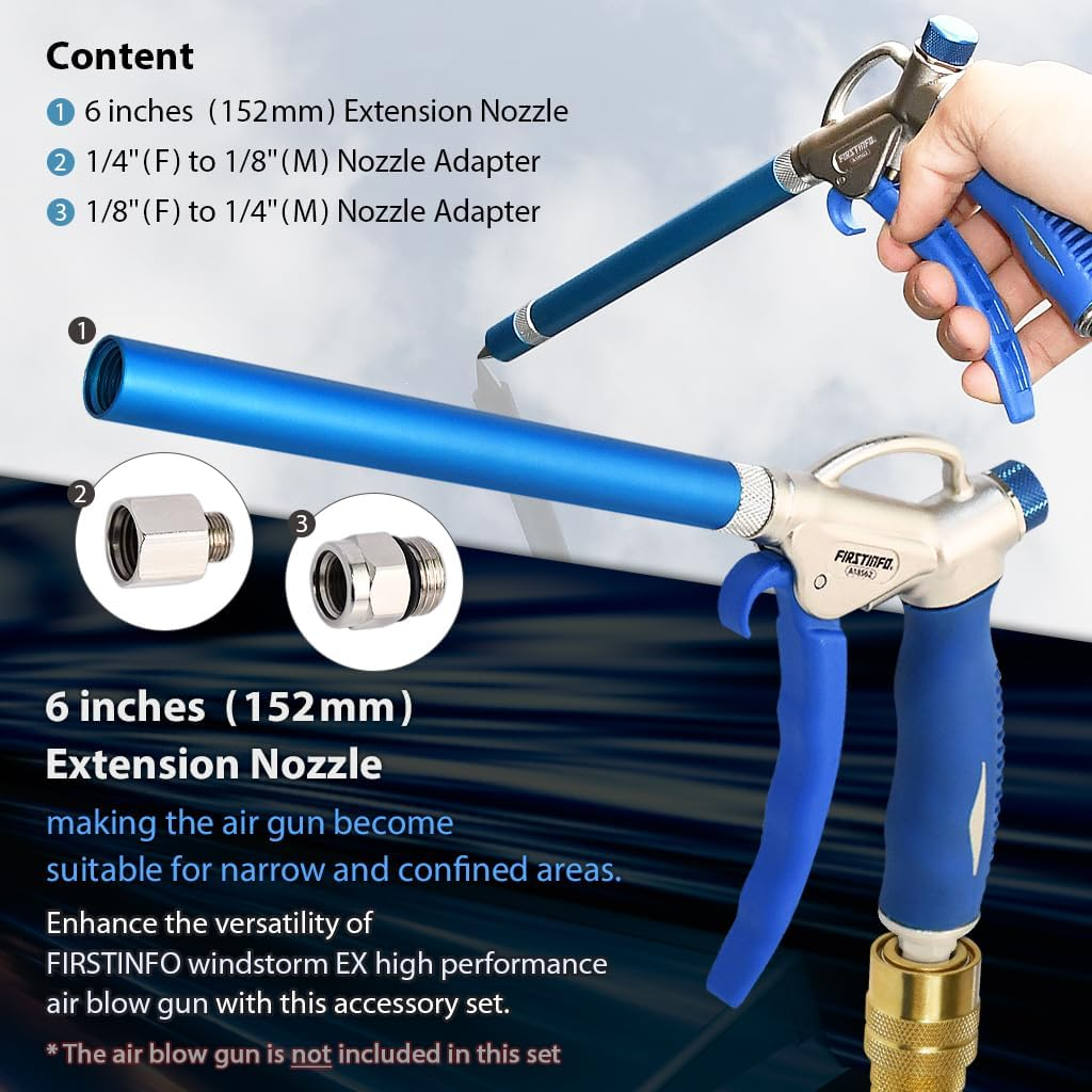 FIRSTINFO A18562F Extension Nozzle Accessory Kit for All FIRSTINFO Air Blow Gun