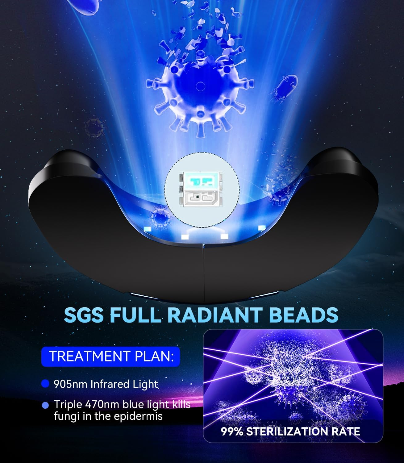 2025 Top Upgrade Nail Pil Laser Device Pain Free/Intelligent Time Control 30S/60S/99S 365Nm Infrared Light 405Nm Blue Portable Nail Tool for Fingers and Toenails image number 1