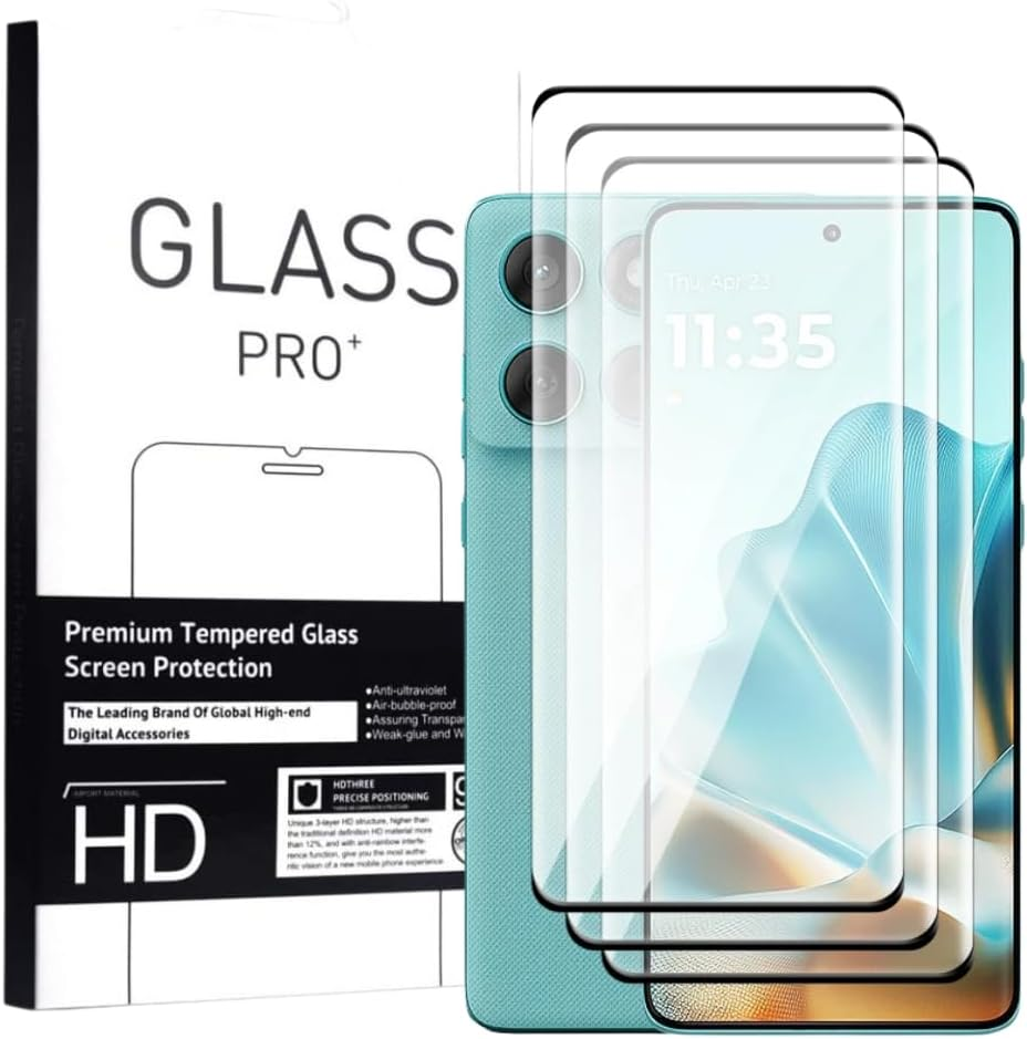[3-Pack] 3D Curved Tempered Glass Screen Protector for Motorola Edge 60 Fusion/Edge 60 Pro/Edge 60, Full Coverage, Case-Friendly, HD Clarity image number 5