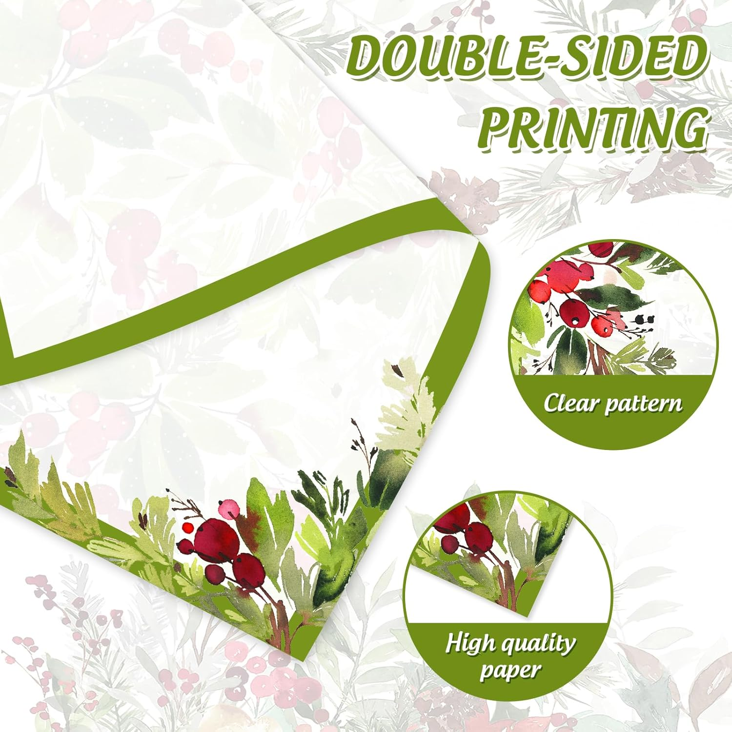 Anydesign 80 Sheet Christmas Stationary Paper Xmas Holly Leaves Letterhead Letter Writing Paper for Holiday Notes Greeting Cards Invitations Office School Printing, 8.5 X 11 Inch image number 6