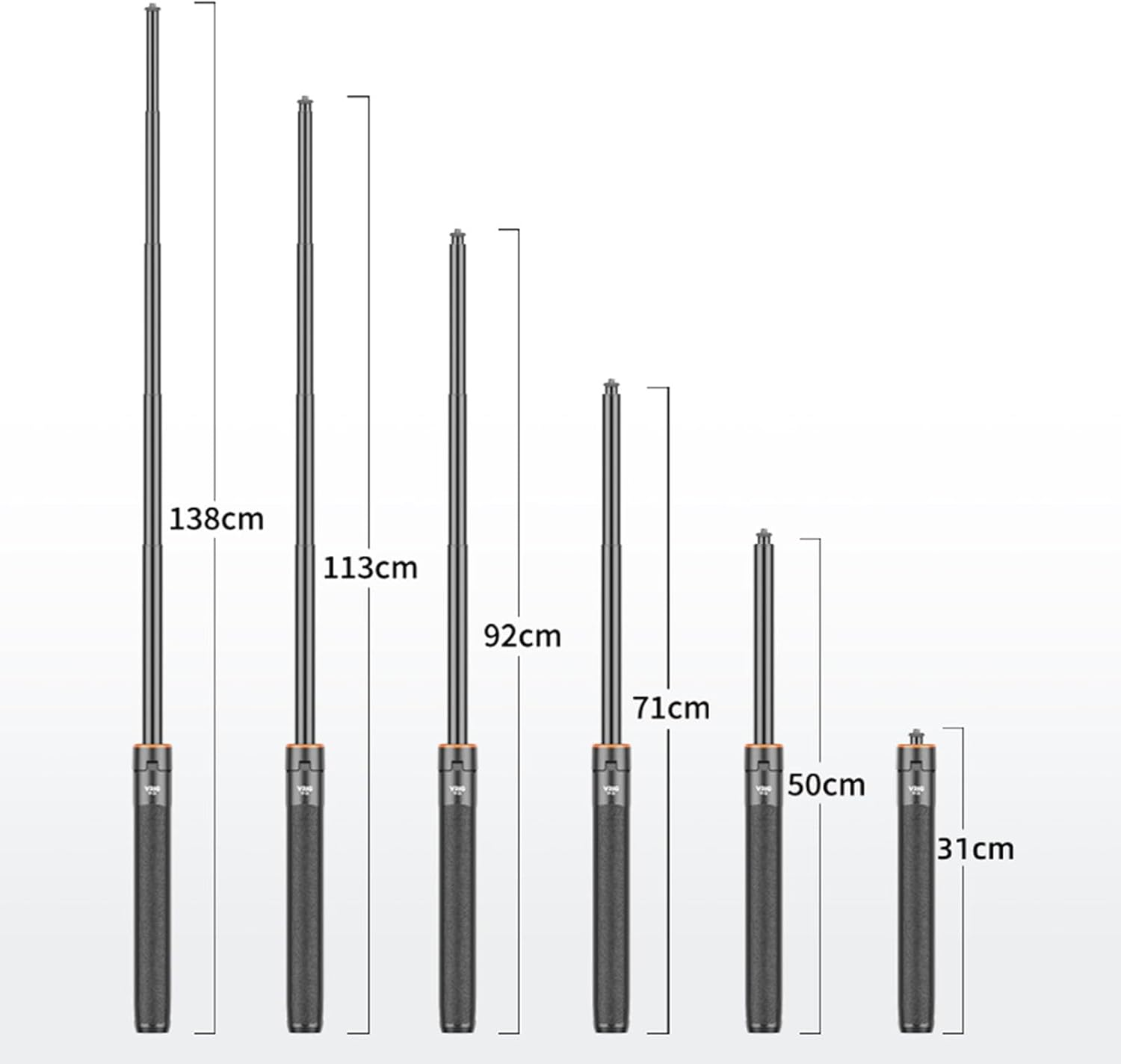 LICHIFIT Extendable Tripod Selfie Stick for DJI OSMO Pocket 3 / Action 4 Length Adjustable 138Cm Extension Rod for Insta360 ONE X3 / X2 Action Camera Base Bracket Mount Holder Accessories image number 3