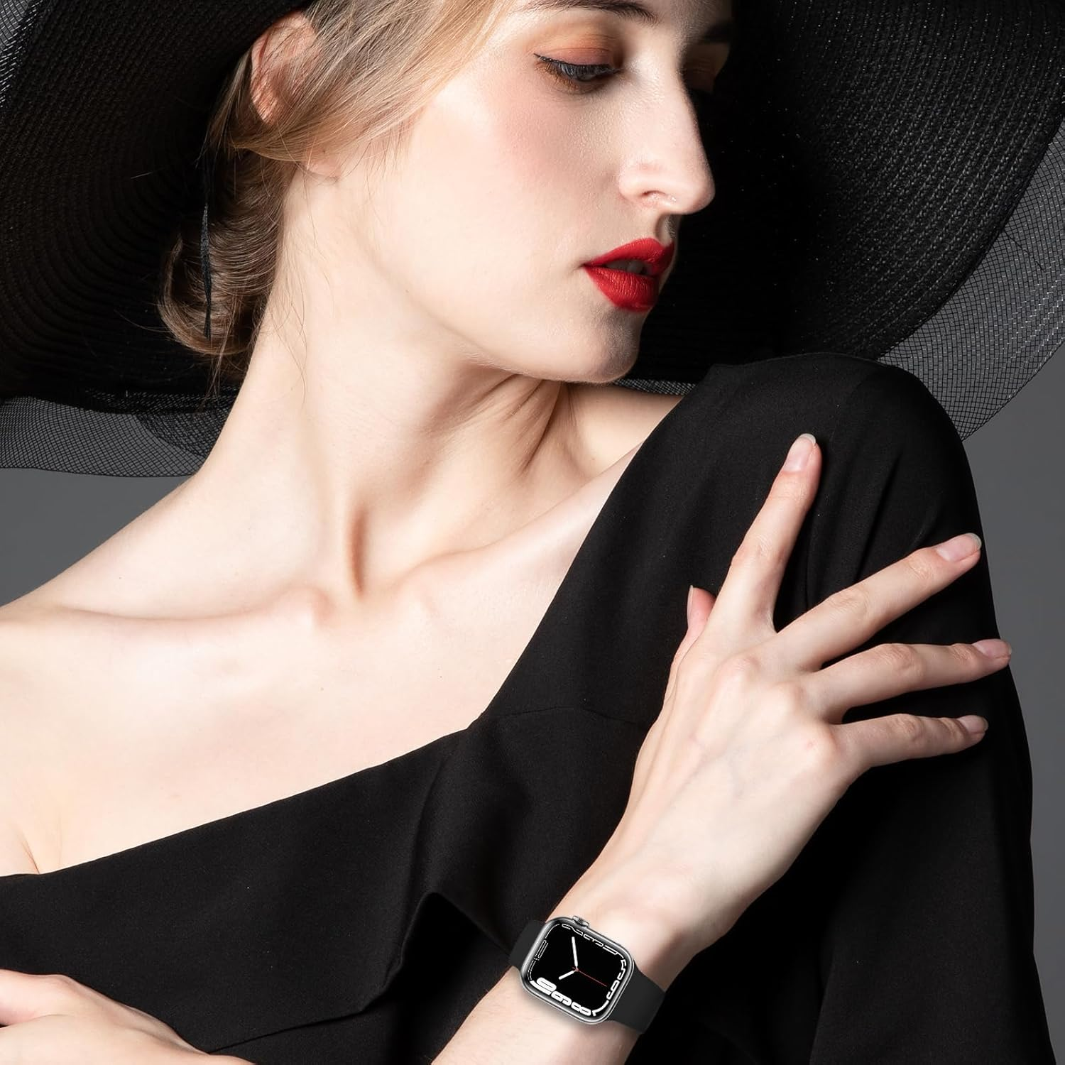 Compatible with Apple Watch Band 38Mm 40Mm 41Mm 42Mm 44Mm 45Mm 49Mm S/M M/L for Women/Men Waterproof Soft Silicone Replacement Strap Accessories for Iwatch Bands Ultra 2/Ultra Series 9/8/7/6/5/4/3/2/1 SE (Black, 38/40/41Mm S/M) image number 5