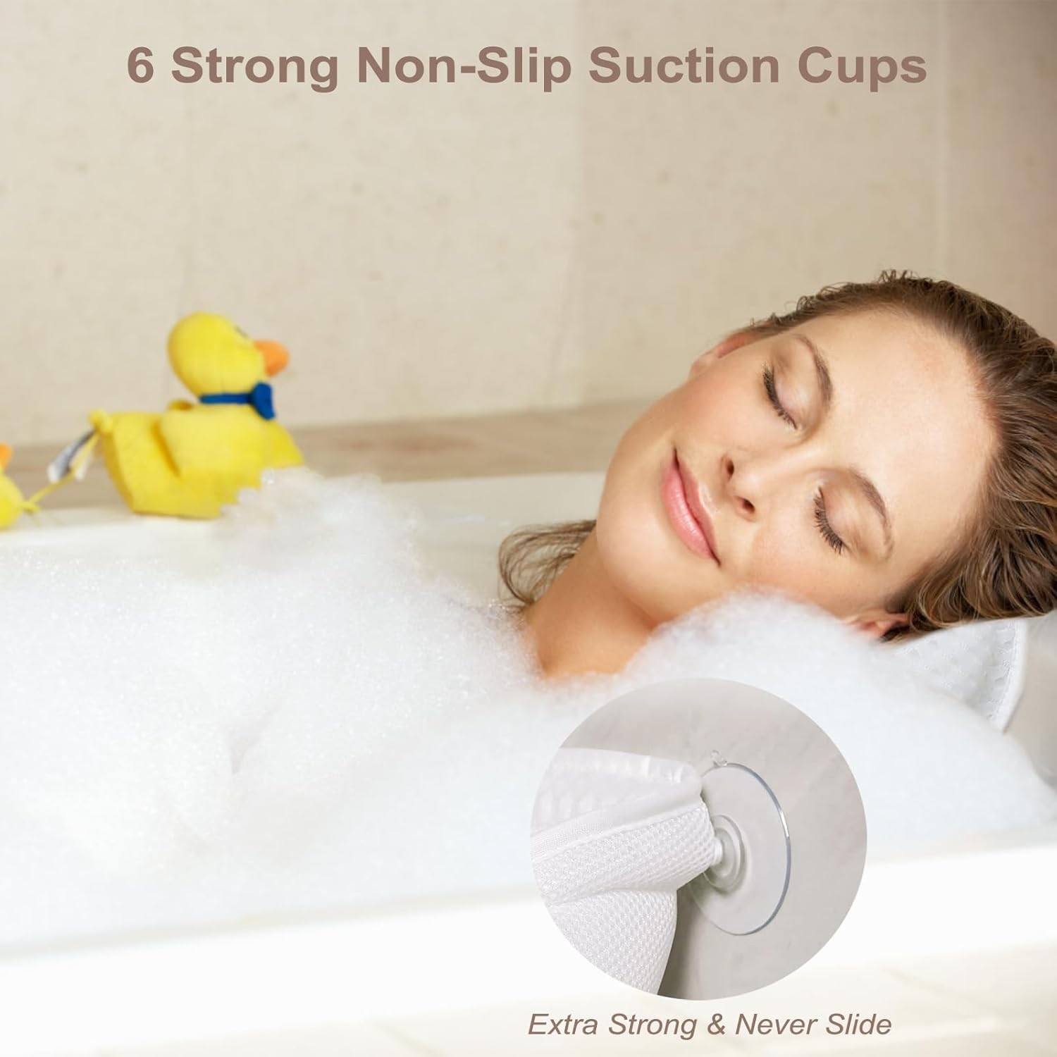Bath Pillow Bathtub Pillow, Luxury Bathtub Spa Pillow for Neck and Back Support, Quick Dry Bath Tub Pillow with Soft 4D Mesh Fabric and Non-Slip Suction Cups, Relaxing Bath Accessories Spa Gifts image number 1