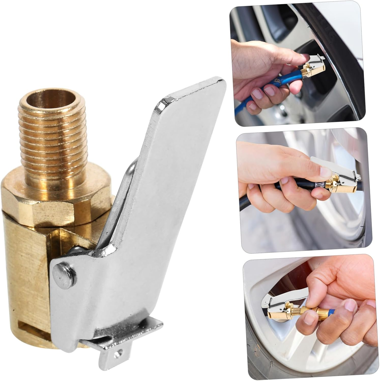 Milisten Car Inflator Pump Adapter Thread Nozzle Copper Quick Connect Lever Plug Accessory for Auto Tyre Wheels Compatible with Electric Air Pumps and Motorcycles image number 5