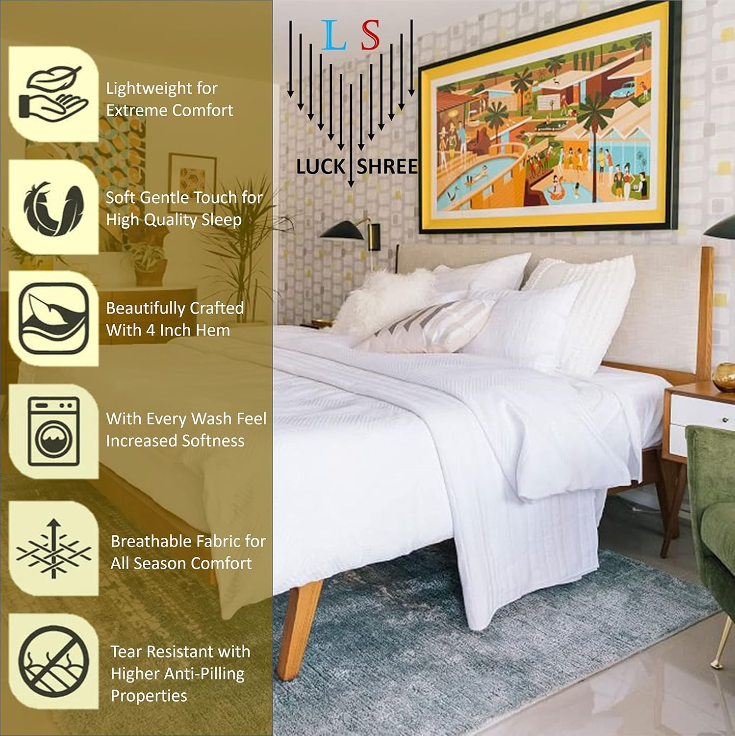 California King Sheet Set 1000 Thread Count Softest 100% Egyptian Cotton, 4-Piece [Flat, Fitted, Pillowcase] 1000-TC Hotel Quality Bedding, 16'' Deep Pockets, Sateen Weave - Striped Light Blue image number 5