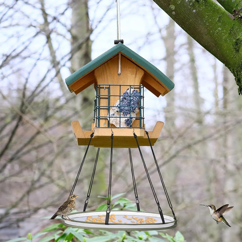 2 Pcs Bird Seed Catcher Trays for Hanging Bird Feeder Platform, Universal Wild Birds Seed Catcher Hanging Hoop Platform for Hummingbird Feeders Bee Feeder Outdoor Garden Accessories. image number 5