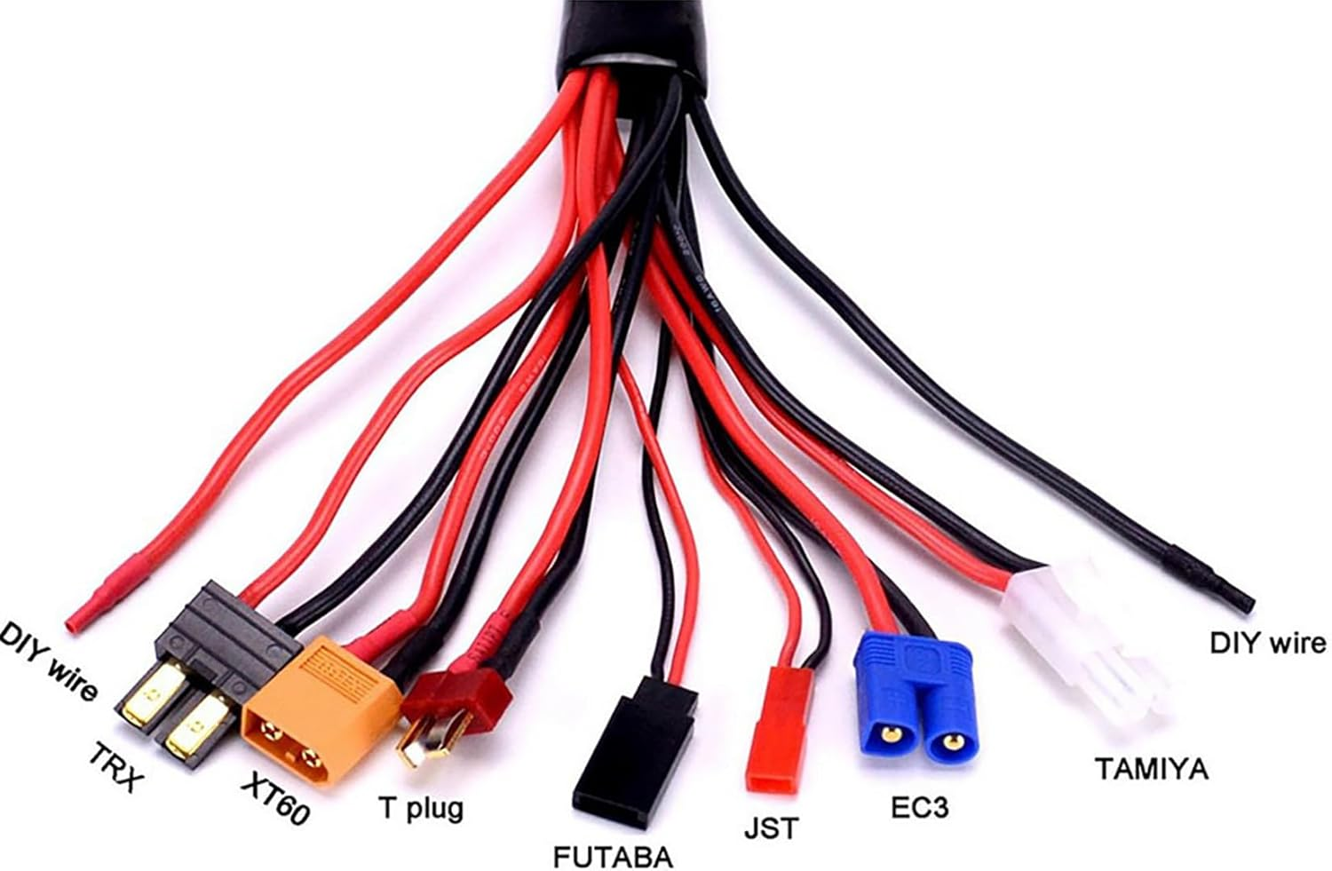 Tunghey RC Lipo Battery Charger Adapter Connector Splitter Cable, 8 in 1 Octopus Convert Wire to 4.0Mm Banana Plug Compatible with TRX, Tamiya, EC3, JST, Futaba, XT60, T- Dean image number 1