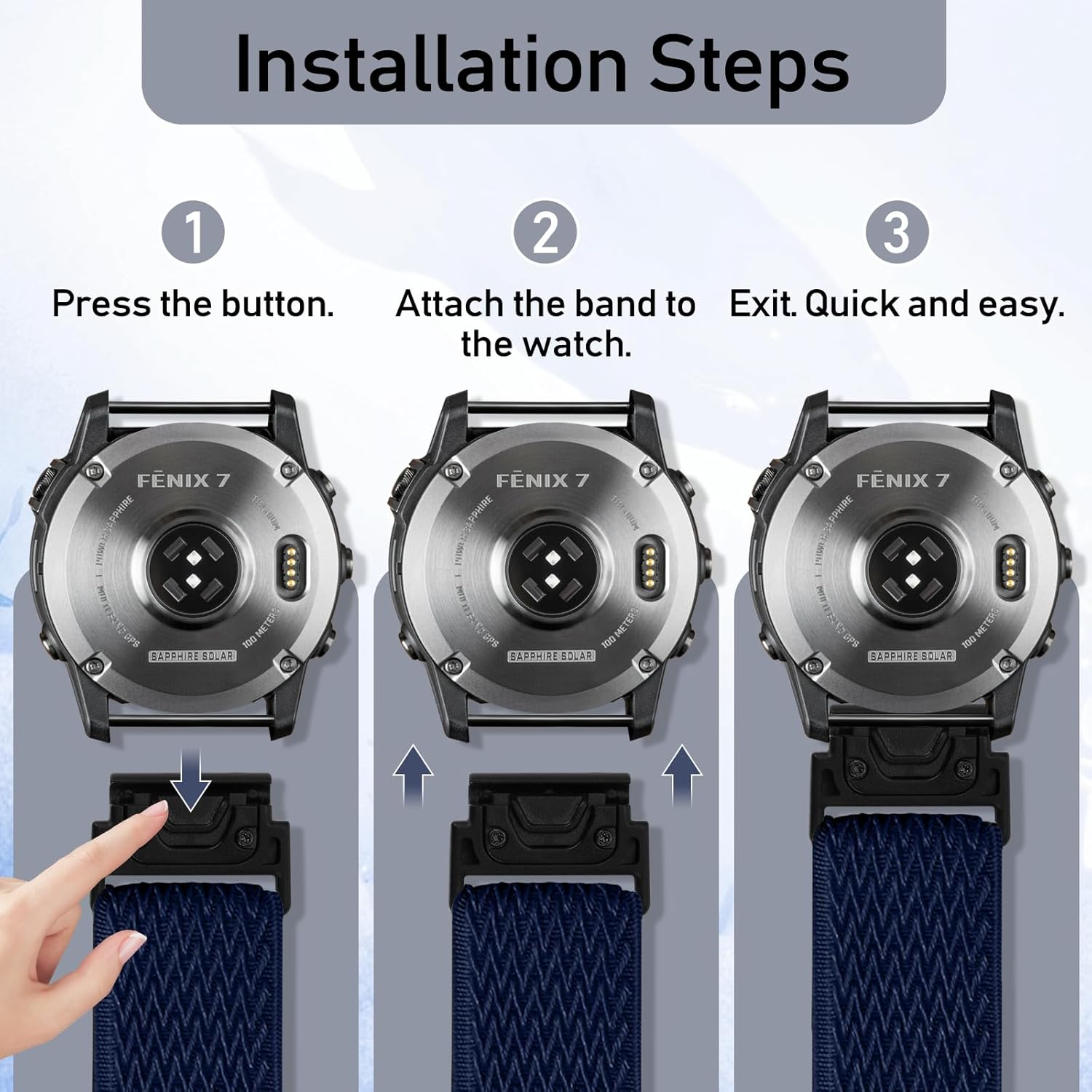 Nylon Elastic Band for Garmin Fenix ​​8 47Mm/Fenix ​​7/Fenix ​​6/Fenix ​​5/EPIX Pro 47Mm, Adjustable Woven Ballistic Nylon Webbing Wrist Strap for Garmin Fenix ​​8 47Mm, Unisex image number 6