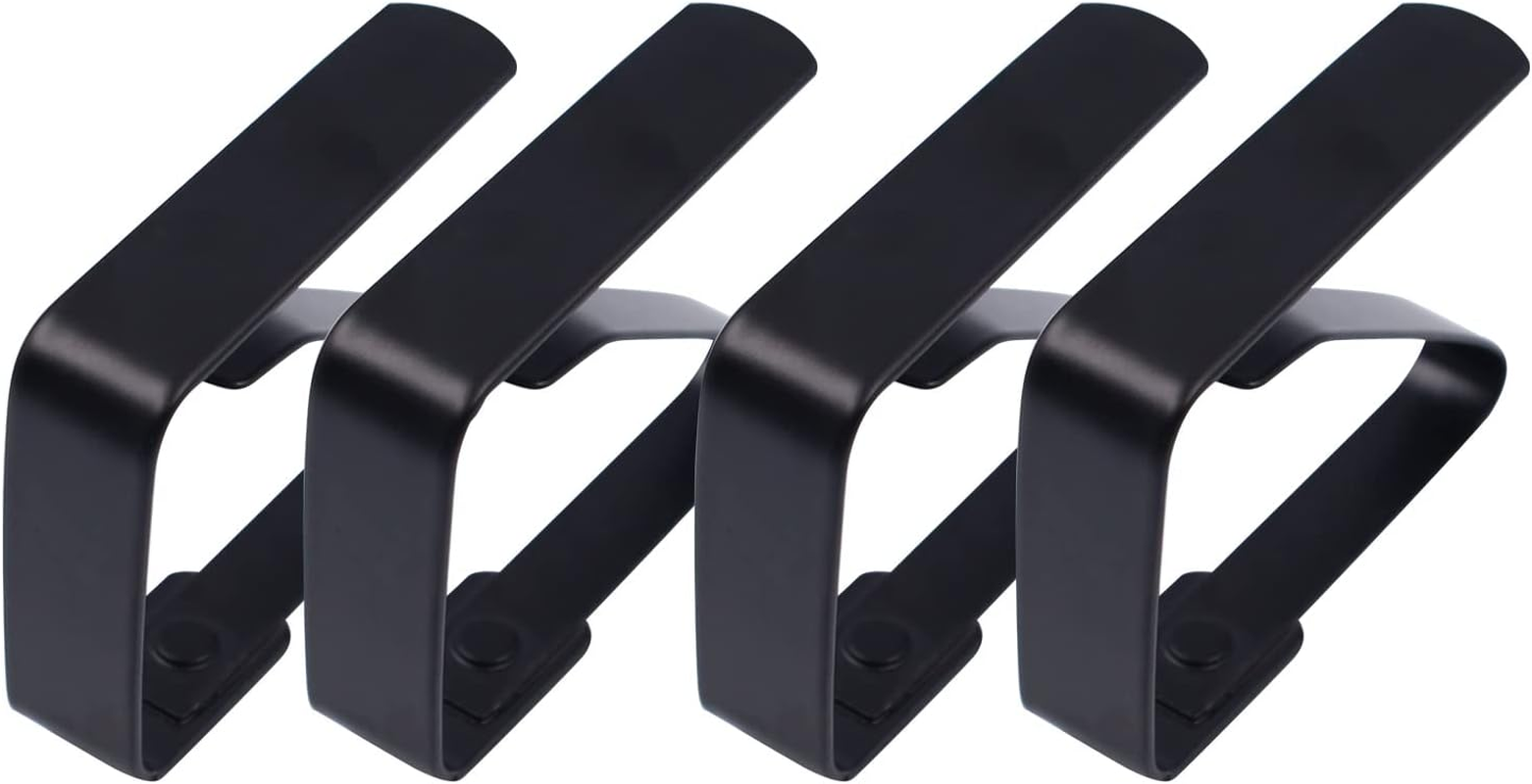 4 Pieces Tablecloth Clips, Tablecloth Holders, Stainless Steel Table Cover Clamps, Suitable for Parties, Picnics, Restaurants & Weddings (Black)