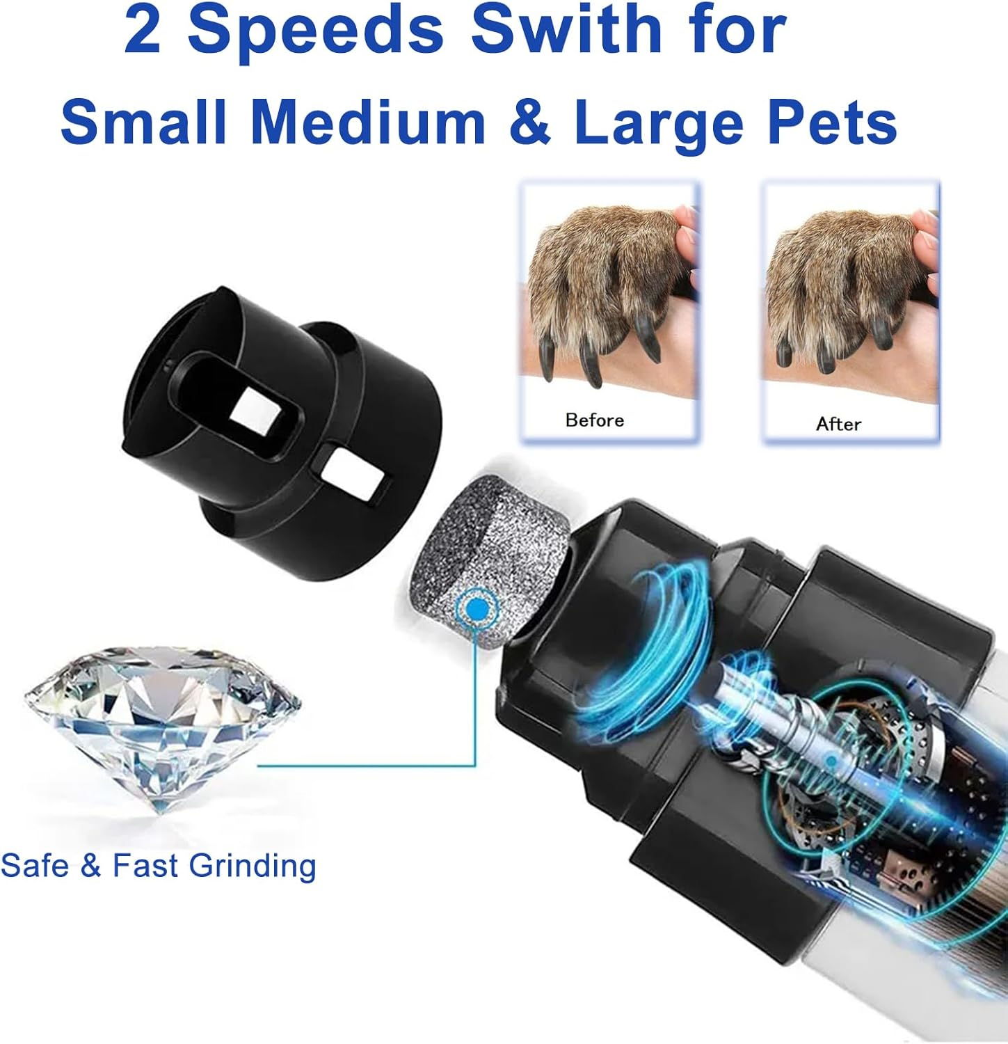 Electric Nail Trimmer Grinder,Usb Rechargeable with Safety Guard,Quiet Pet Nail Trimmer for Small Medium Large Pet Dog Cat image number 1