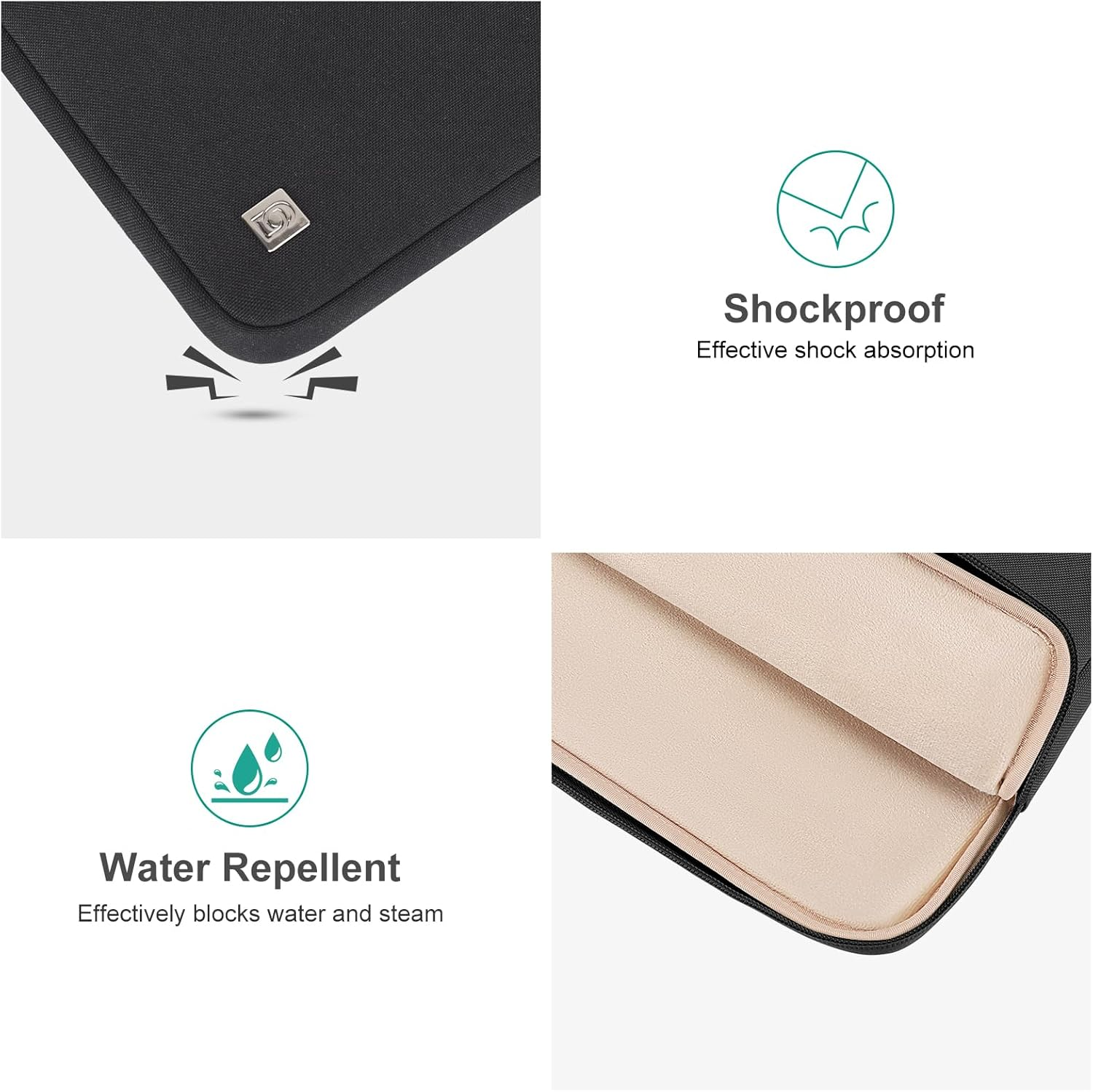 DOMISO Laptop Case Laptop Sleeve Cover for 16 Inch Macbook Pro M4/M3/M2/M1 Pro/Max A3403 A3186 A2991 A2780 A2485 A2141,Compatible with 15.6 Inch HP Lenovo Dell XPS 16,Black image number 3