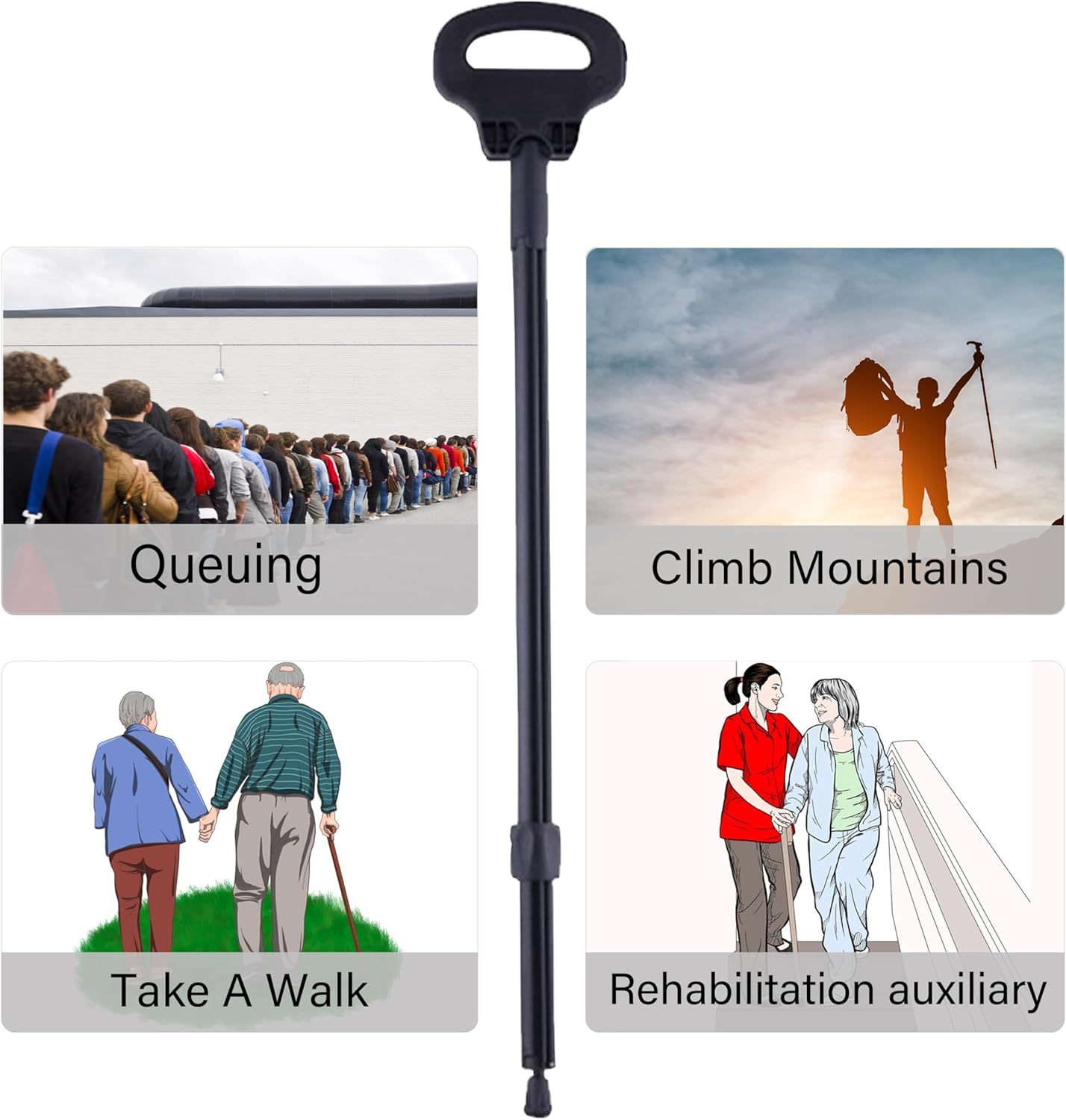 Portable Cane Stool Walking Stick with Seat Walking Stools for Adults Folding Lightweight Retractable Walking Stick for Elderly Outdoor Travel Rest Stool Max Load 440Lb with a Carry Bag image number 2