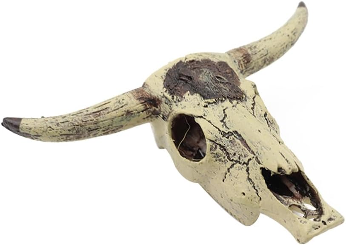 NUZAMAS Fish Tank Small Skull Resin Cattle Skull Reptiles Hideouts Decorations Dragon Tank Decor Accessories for Fish Aquarium Cave Landscape image number 5