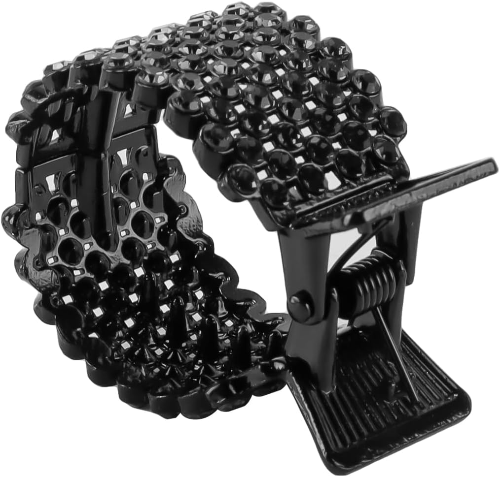 Orivin Small Shark Clips with Rhinestones in 4 Styles - Safe High Ponytail for Thick Long Hair for Women (Gold/Silver/Black/Pearl)