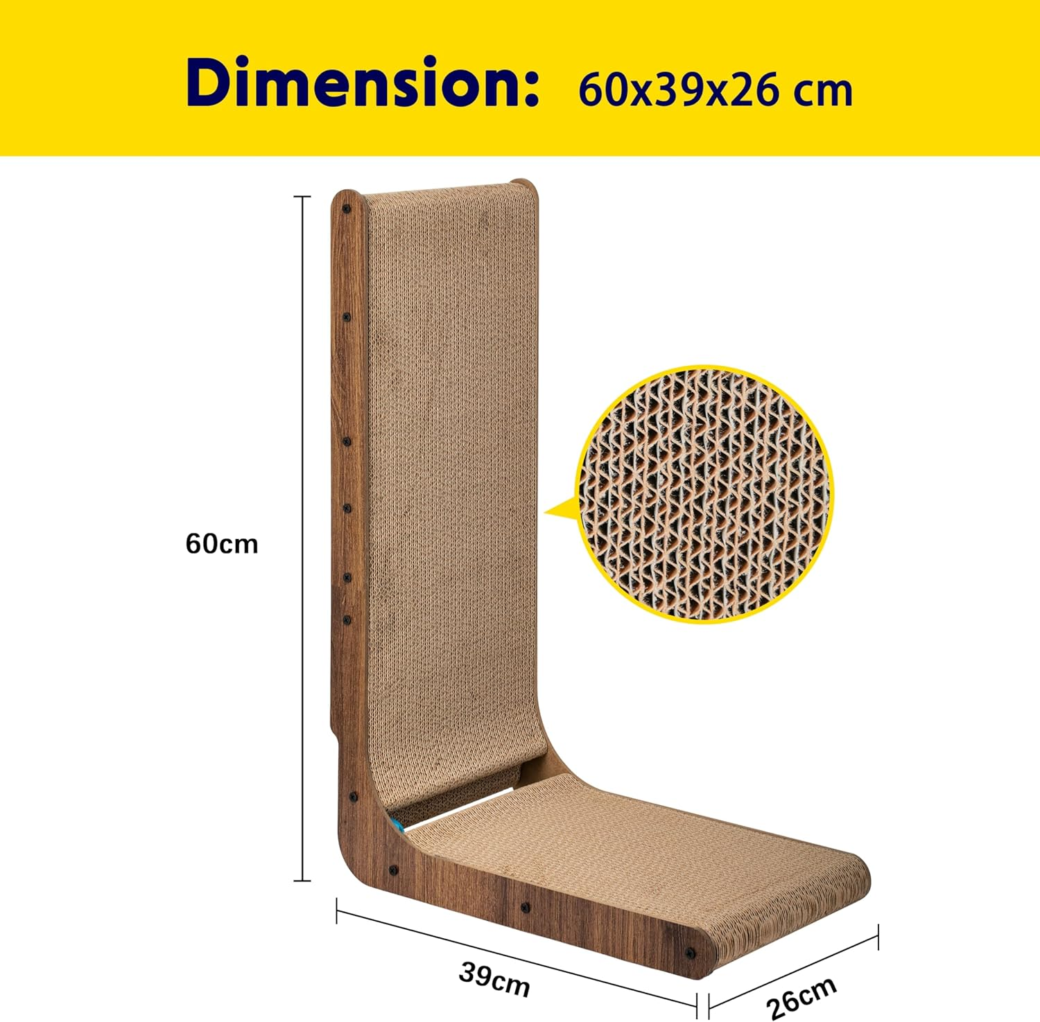 Cat Scratcher with Cat Toys Ball Track, Build-In Ball, L-Shaped Scratcher, Cardboard Lounge Bed, Stable and Durable, Furniture Protector, Reversible image number 5