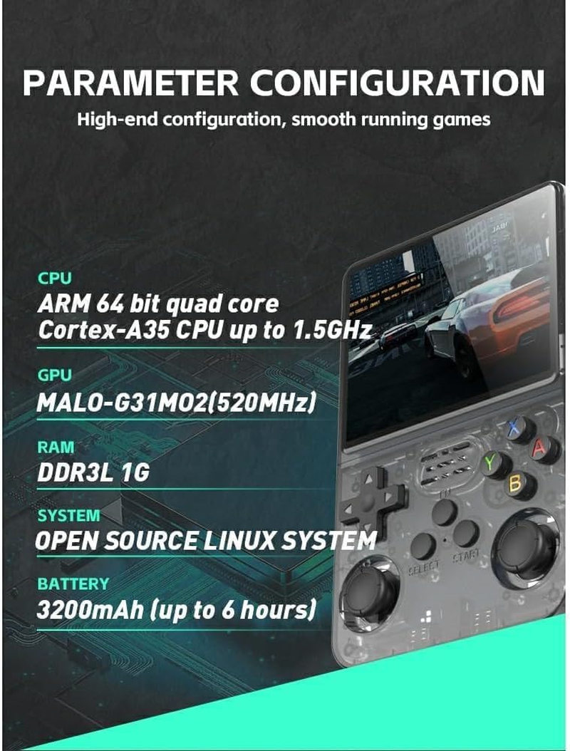 R36S Retro Handheld Game Console with 128G 3.5 Inch IPS Screen Built-In 20000+ Classic Games Open Source Linux System Portable Pocket Video Player with 3200Mah Battery image number 4