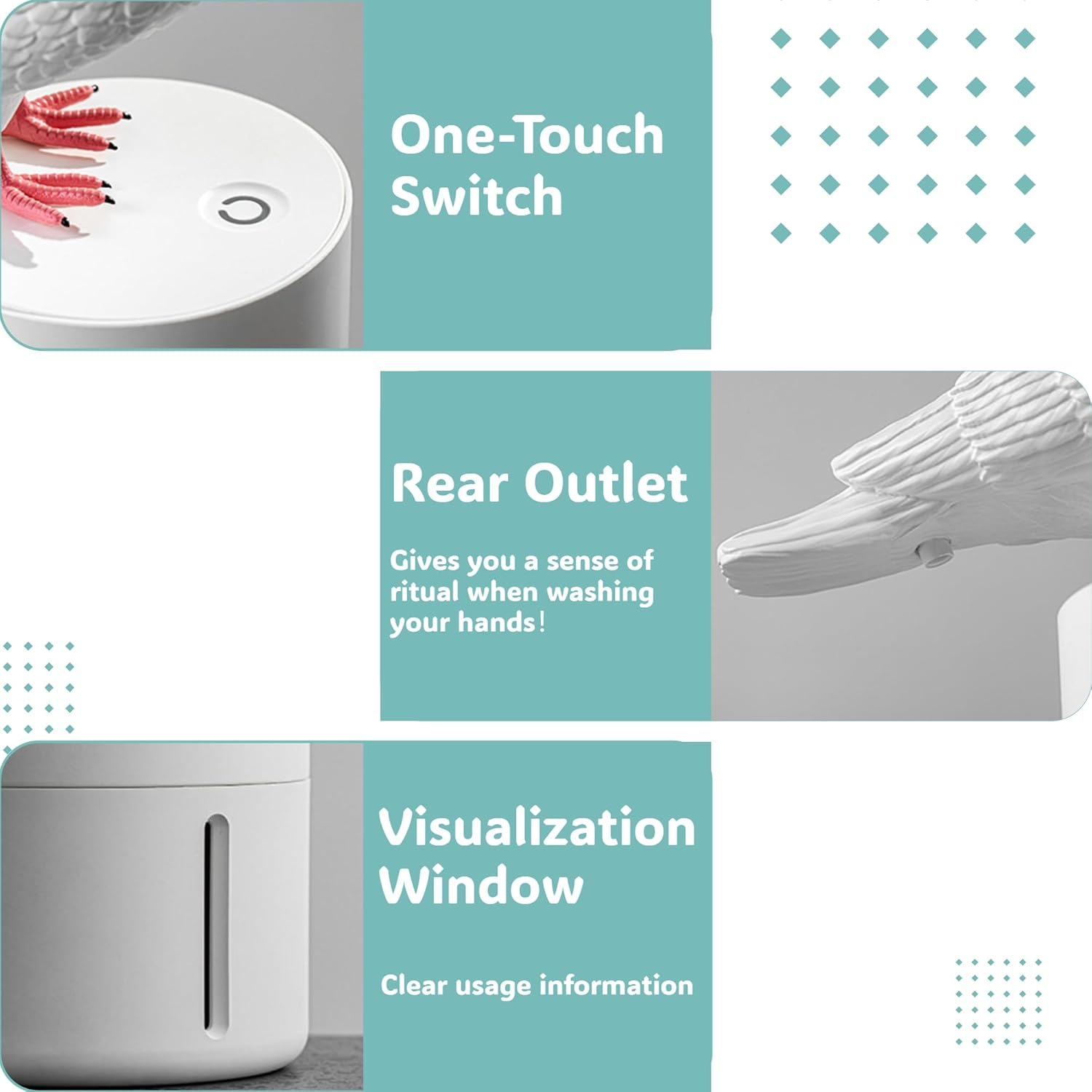 Pigeon Foam Soap Dispenser,Funny Bird Soap Dispenser, Touchless Foaming Soap Dispenser, Pooping Pigeon Soap Dispenser (White) image number 4