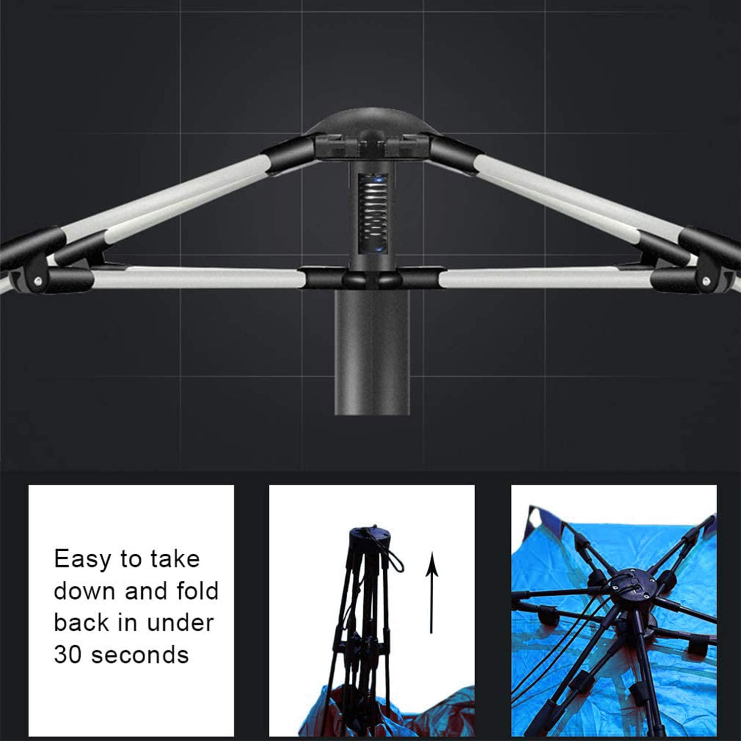 Oileus X-Large 4 Person Beach Tent Sun Shelter - Portable Sun Shade Instant Tent for Beach with Carrying Bag, Stakes, 6 Sand Pockets, anti UV for Fishing Hiking Camping, Waterproof Windproof image number 6