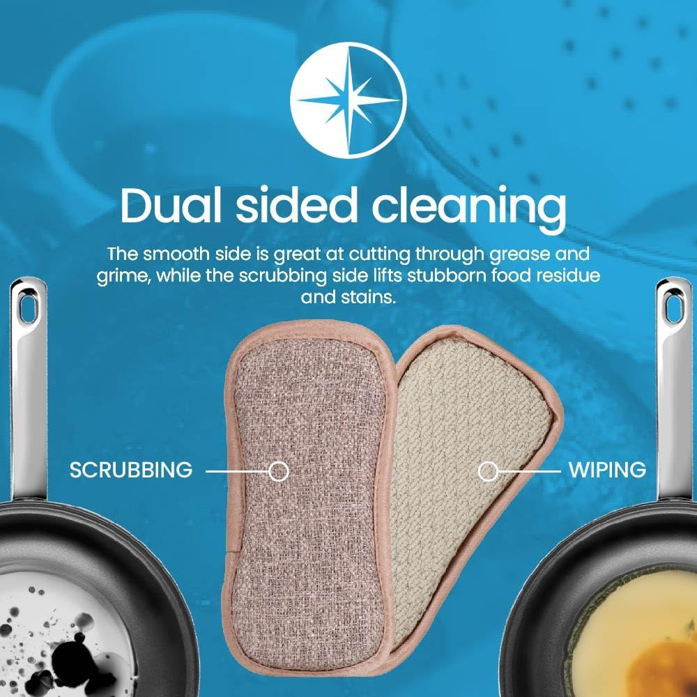 White Magic Eco Cloth Washing up Pad 3 Pack, Neutral - Double-Sided, Non-Scratch for Tough Messes & Gentle Cleaning, Machine Washable, Multi-Purpose Scrubbing Pads for Dishes & Surfaces image number 5