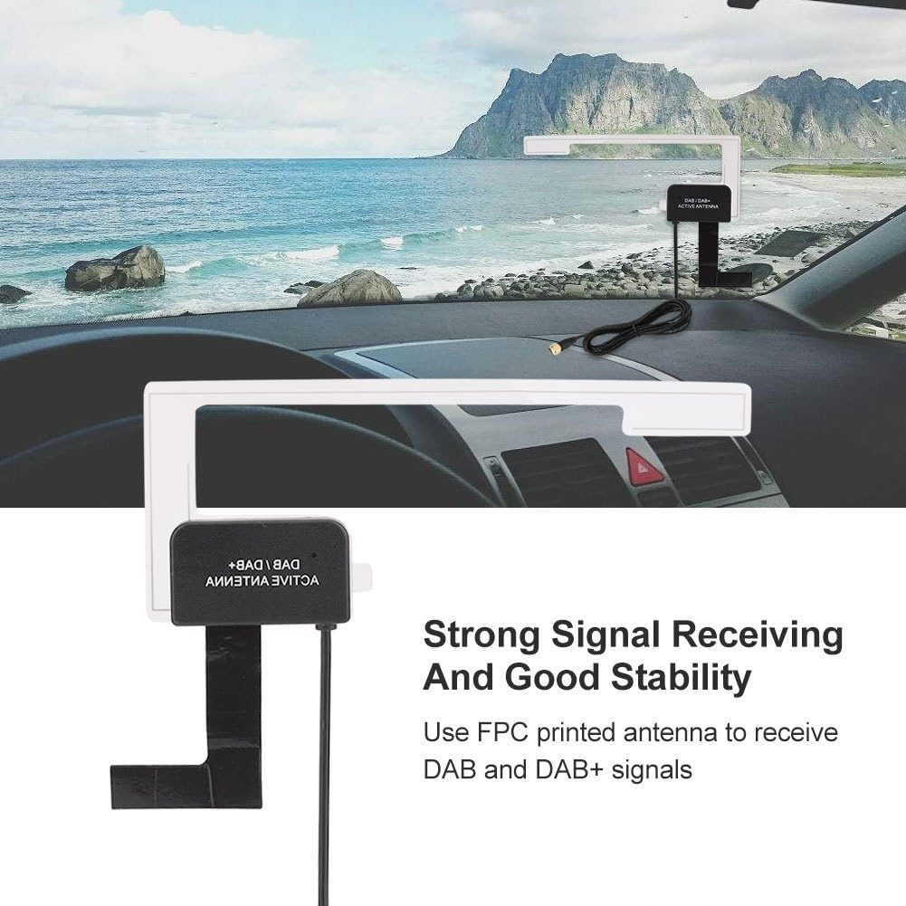 Car Antenna,Richre-R DAB Digital Car Radio Aerial Antenna with Glass Mount SMA Male Plug