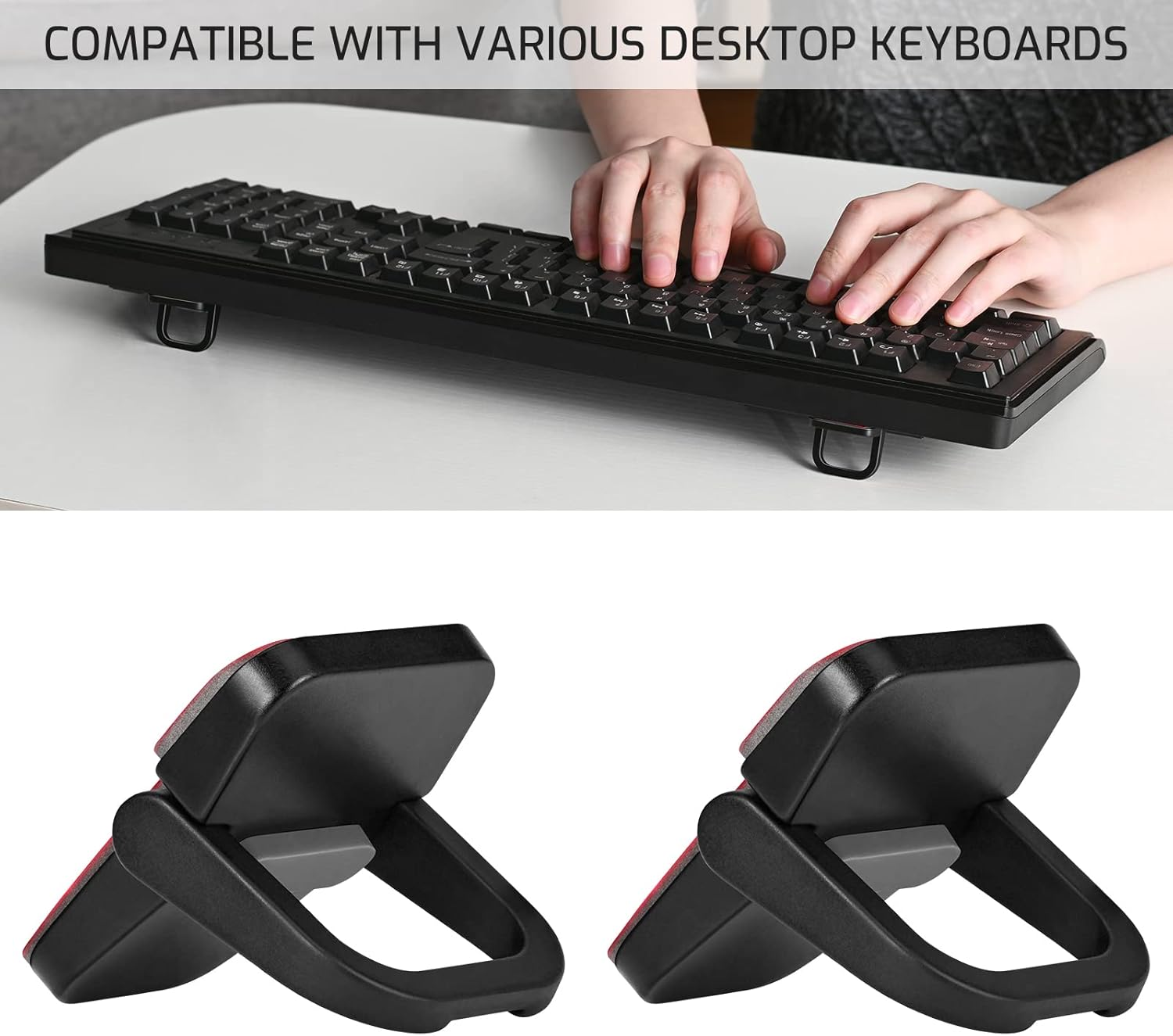 2 PCS Portable Invisible Laptop Stand, Mini Aluminum Feet Lifter, Self-Adhesive Foldable Cooling Riser, Computer Keyboard Mount Kickstand, Suitable for 12-17 Inches, Black - Gold image number 4