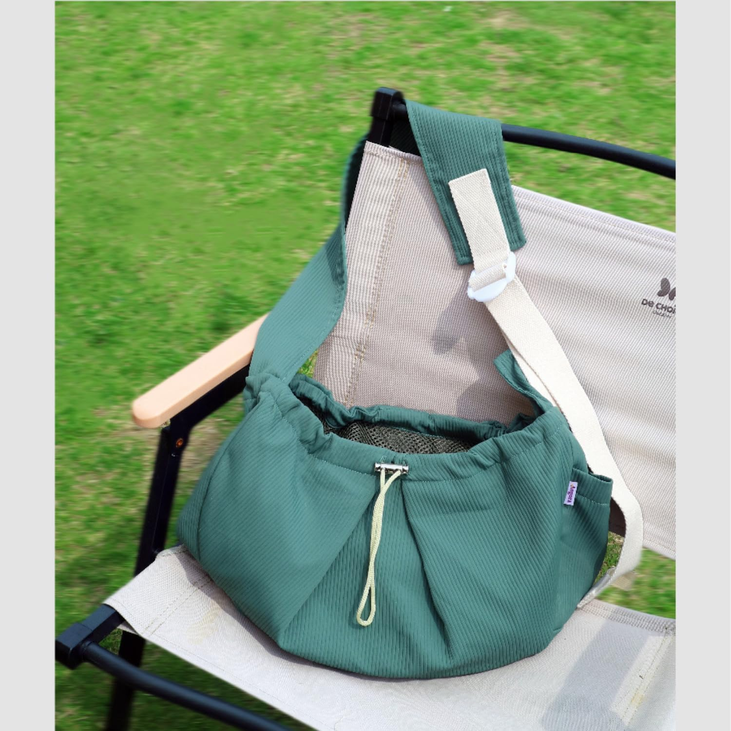 Ferret Sling Carrier - Pet Carrying Bag with Adjustable Strap Hands Free Shoulder Bag Crossbody Travel Slings Soft Small Animal Bonding Pouch Front Backpack for Ferret Rabbit Puppy Kitten (Green)