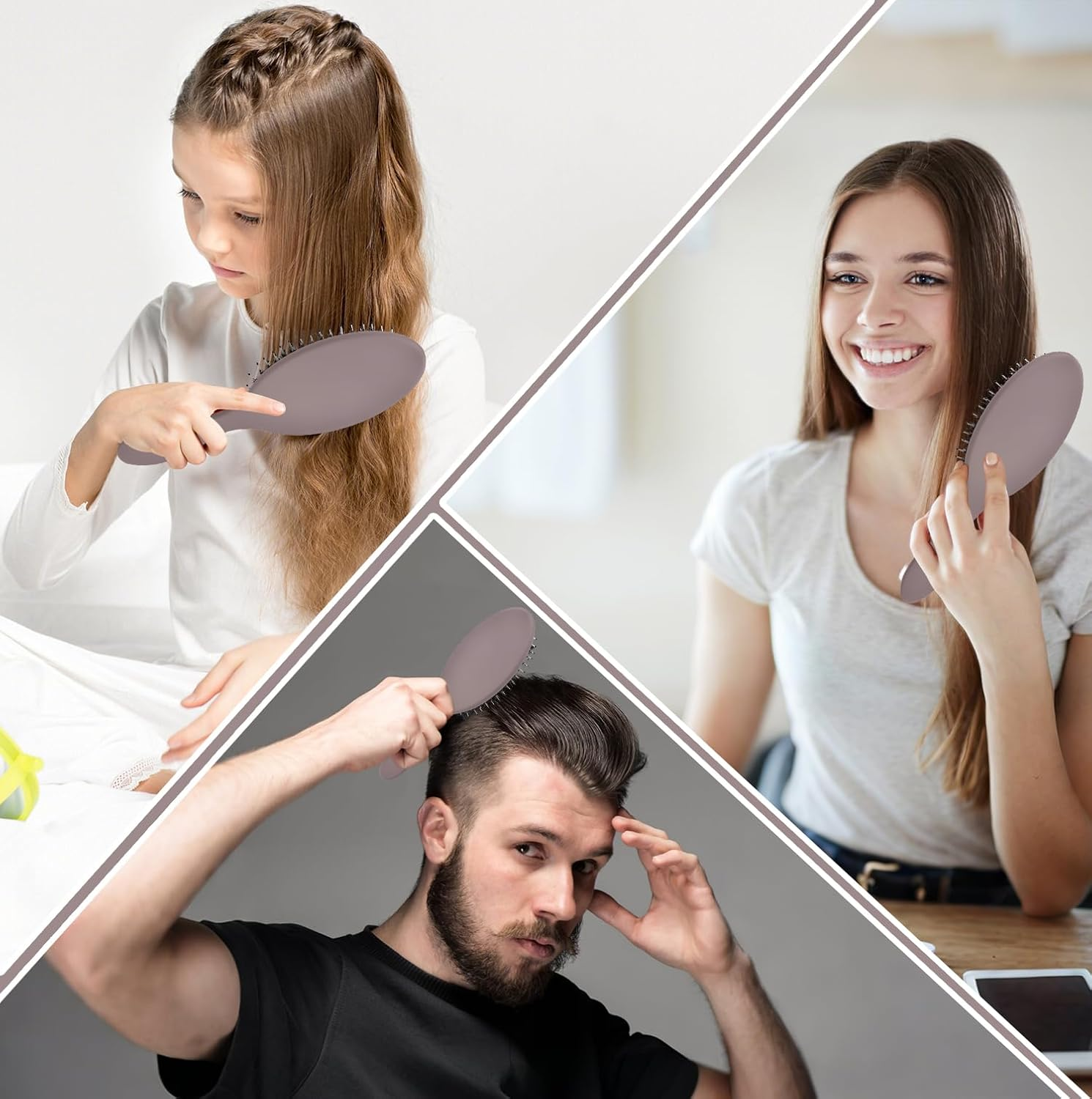 INSPUTOL Boar Bristle Hair Brush, Paddle Brush with Natural Bristles for Women, Portable Detangling Comb for Smooth Styling (Mauve Purple) image number 3