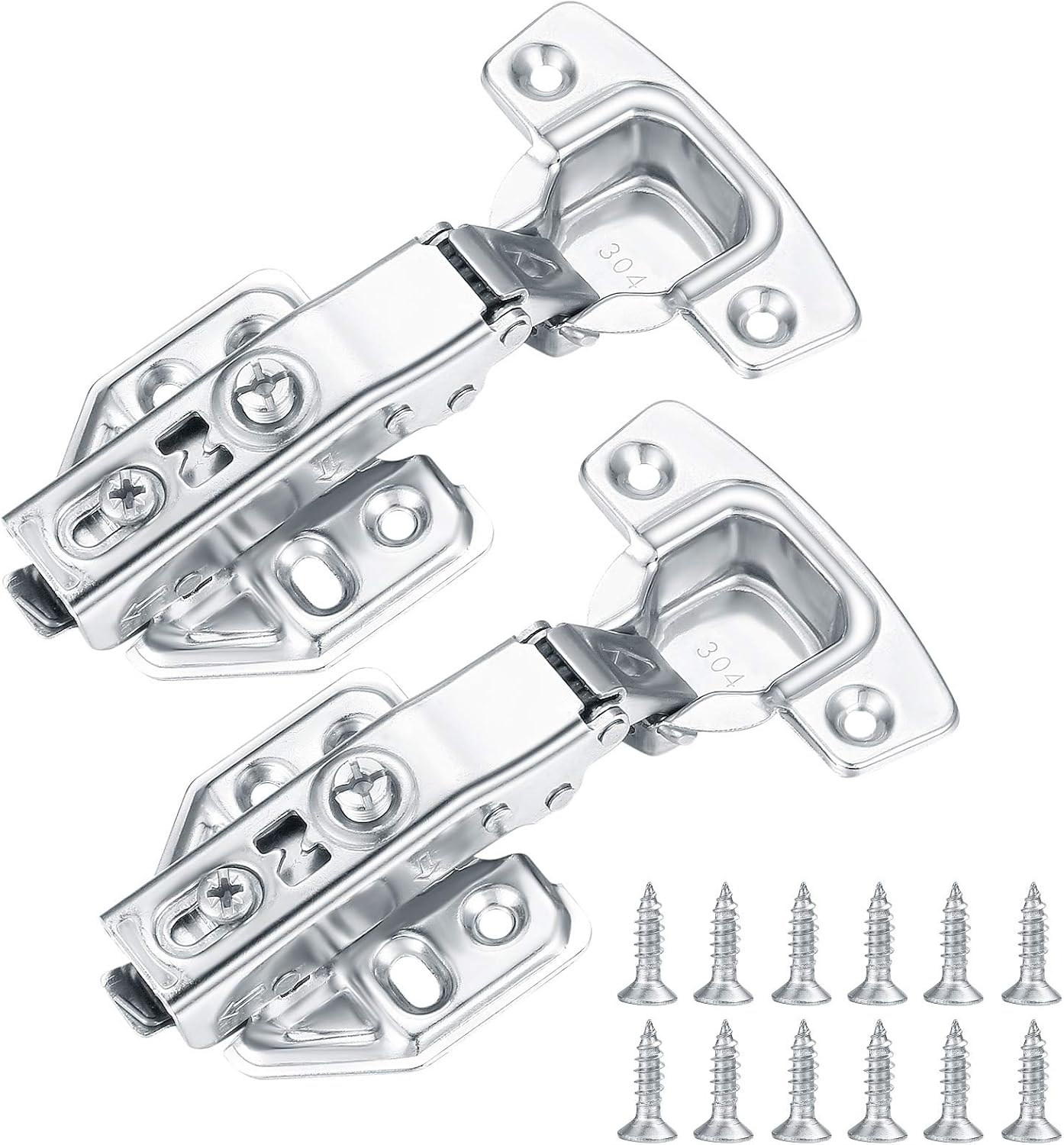 2Pcs Cabinet Door Hinges Kitchen Cabinet Hinges Folding Spring Furniture Hinges with Screw, Invisible Stainless Steel Hinge for Mute Overlap image number 6