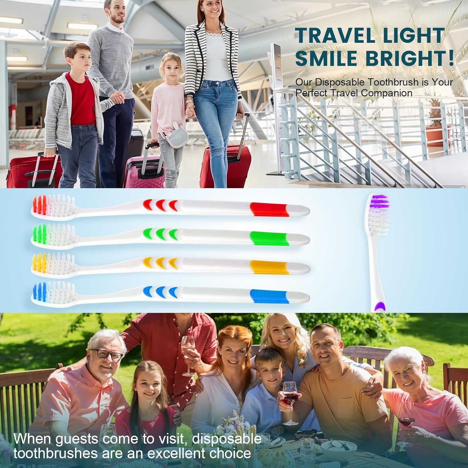 Navona 150 PCS Individually Wrapped Bulk Toothbrush Pack, Disposable Soft Bristle for Adult or Kid, Ergonomic Handle, Perfect for Travel, Hotel, Donation